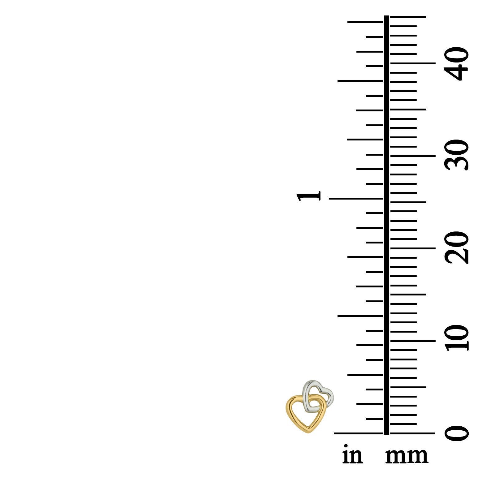 עגילים צמודים מזהב צהוב ולבן 14 קראט - לבבות בשני צבעים עגילים צמודים מזהב צהוב ולבן 14 קראט - לבבות בשני צבעים