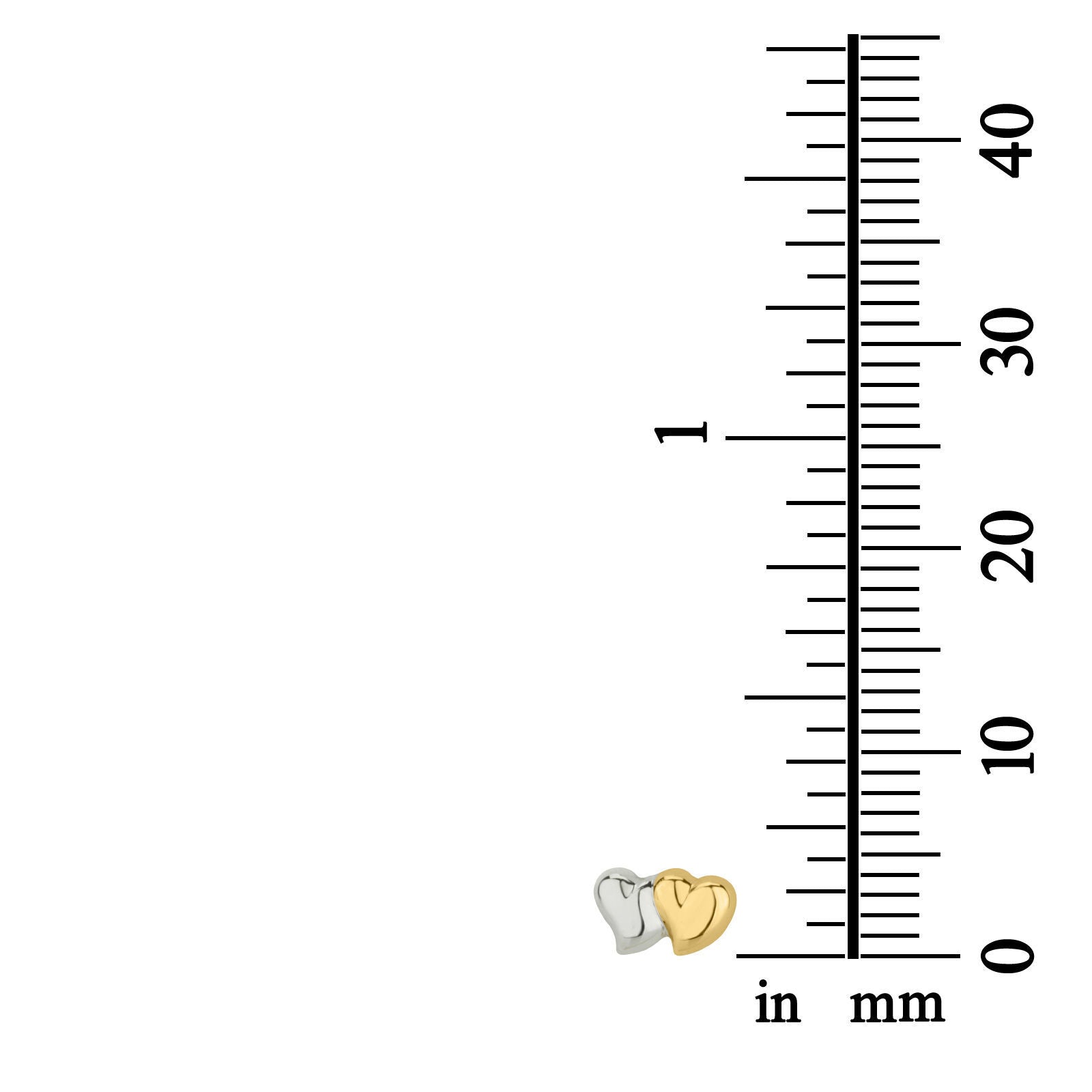 עגילים צמודים מזהב צהוב ולבן 14 קראט - לבבות משיקים עגילים צמודים מזהב צהוב ולבן 14 קראט - לבבות משיקים