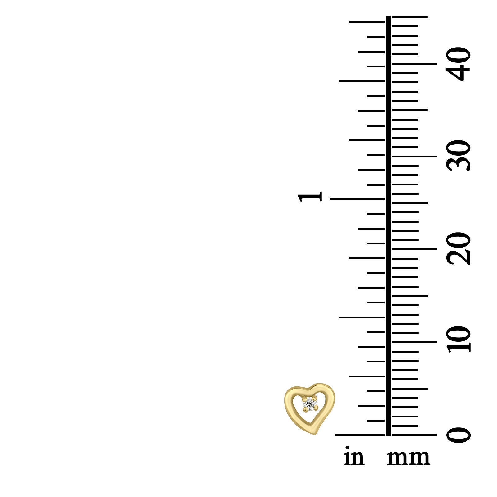 עגילים צמודים מזהב צהוב 14 קראט - לב פיוטי עגילים צמודים מזהב צהוב 14 קראט - לב פיוטי