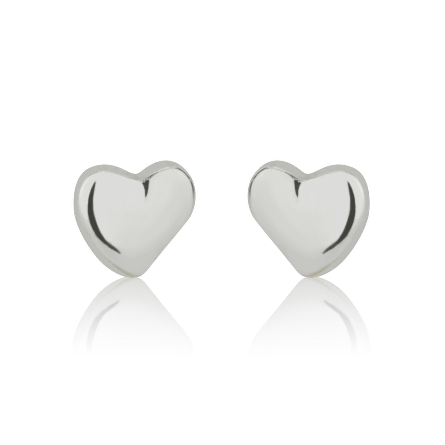 עגילים צמודים מזהב לבן 14 קראט - לב קלאסי וקטן עגילים צמודים מזהב לבן 14 קראט - לב קלאסי וקטן