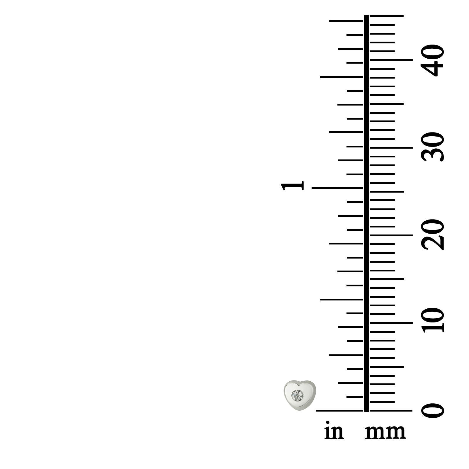עגילים צמודים מזהב לבן 14 קראט - לב מנצנץ קטן עגילים צמודים מזהב לבן 14 קראט - לב מנצנץ קטן