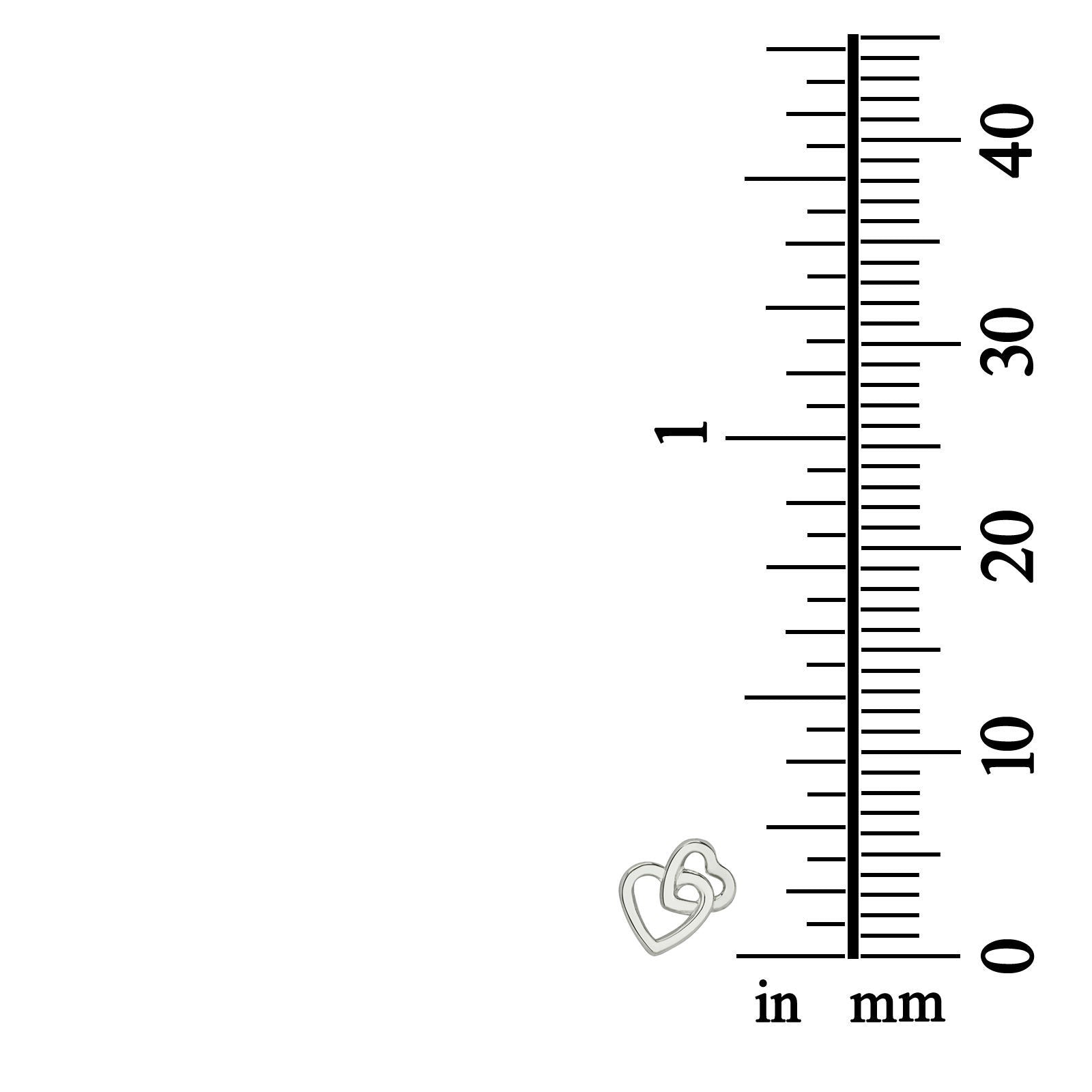 עגילים צמודים מזהב לבן 14 קראט - לבבות משולבים עגילים צמודים מזהב לבן 14 קראט - לבבות משולבים