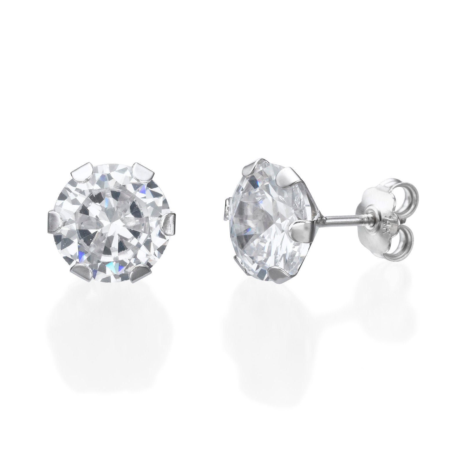 עגילים צמודים מזהב לבן 14 קראט - עיגול דיאנה עגילים צמודים מזהב לבן 14 קראט - עיגול דיאנה