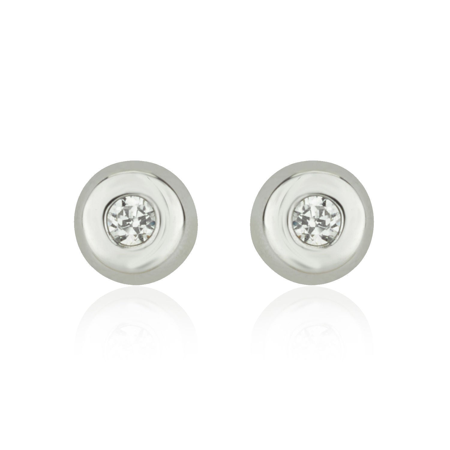 עגילים צמודים מזהב לבן 14 קראט - עיגול יפעה קטן עגילים צמודים מזהב לבן 14 קראט - עיגול יפעה קטן