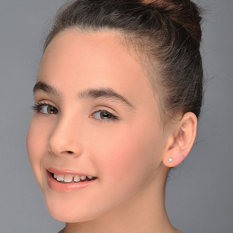 עגילים צמודים מזהב לבן 14 קראט - עיגול קלאסי עגילים צמודים מזהב לבן 14 קראט - עיגול קלאסי