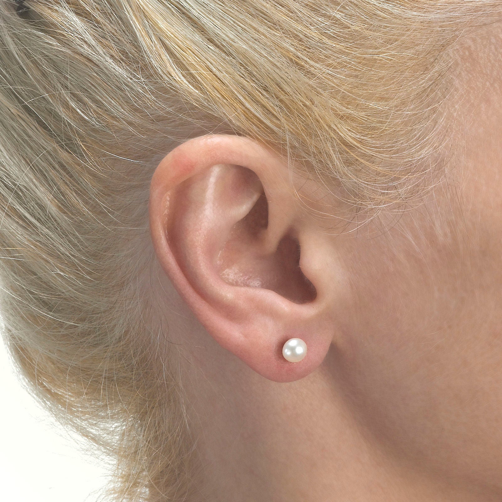 עגילים צמודים מזהב לבן 14 קראט - פנינה קלאסי - גדול עגילים צמודים מזהב לבן 14 קראט - פנינה קלאסי - גדול