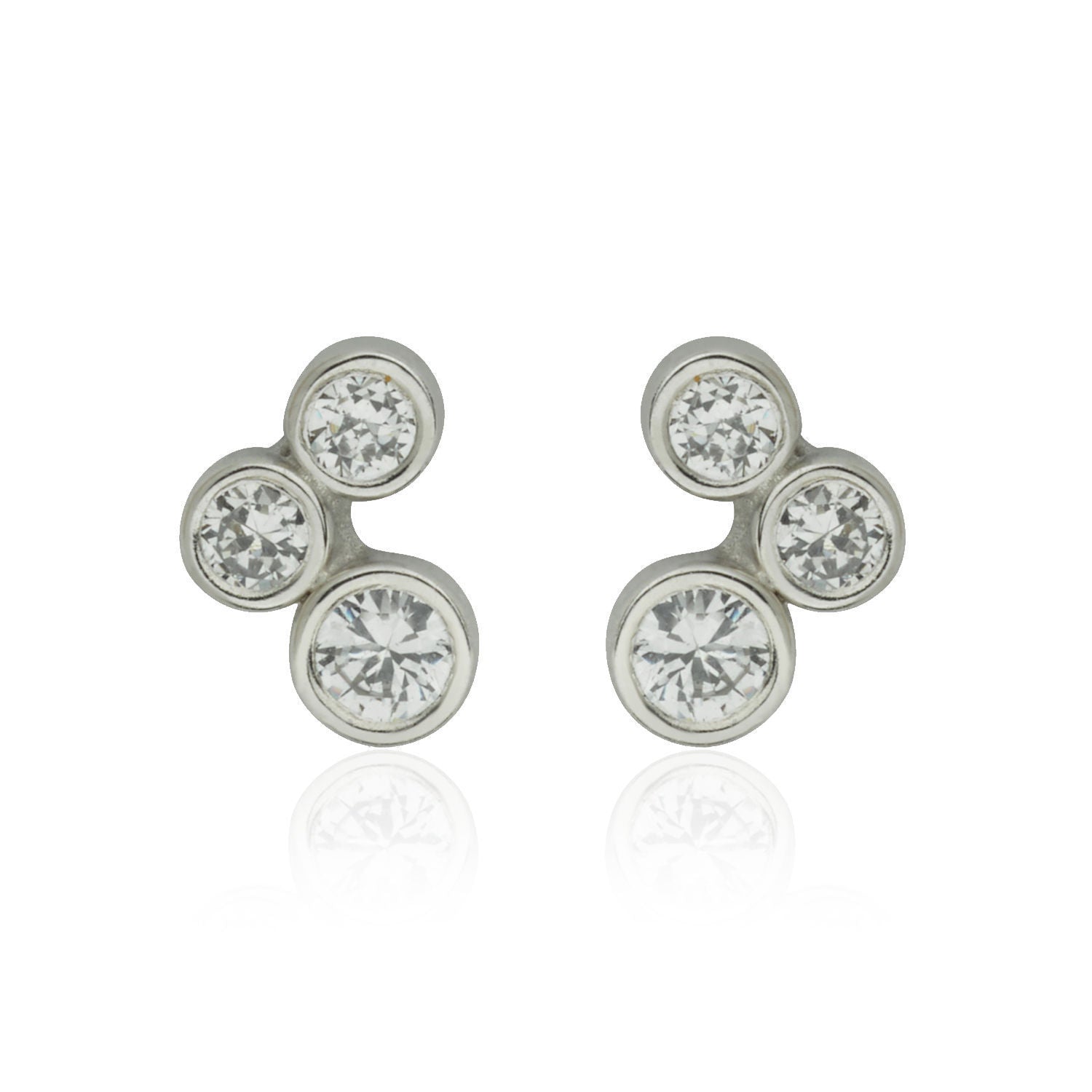 עגילים צמודים מזהב לבן 14 קראט - עיגולים מנצנצים עגילים צמודים מזהב לבן 14 קראט - עיגולים מנצנצים