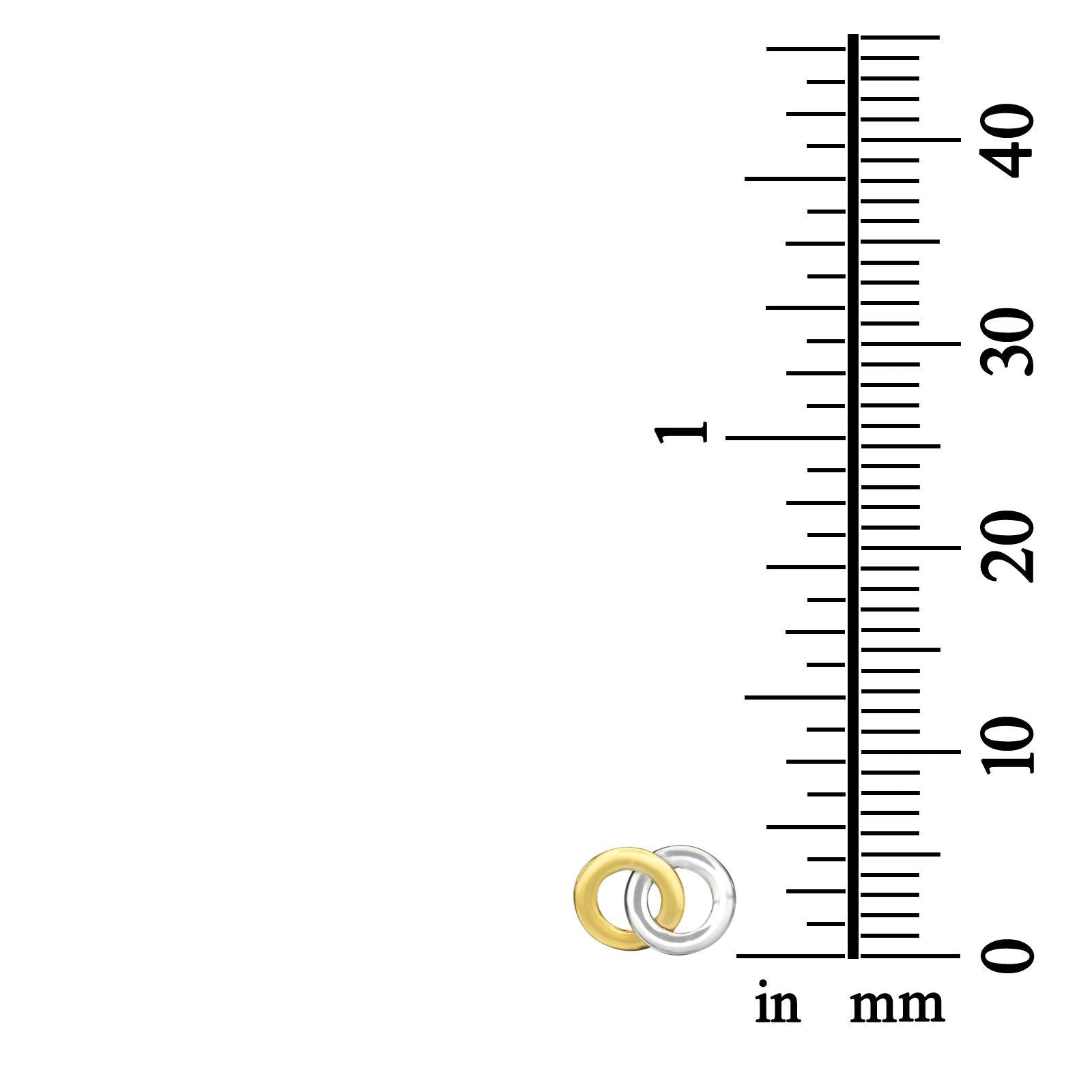 עגילים צמודים מזהב צהוב ולבן 14 קראט - עיגולים משולבים עגילים צמודים מזהב צהוב ולבן 14 קראט - עיגולים משולבים