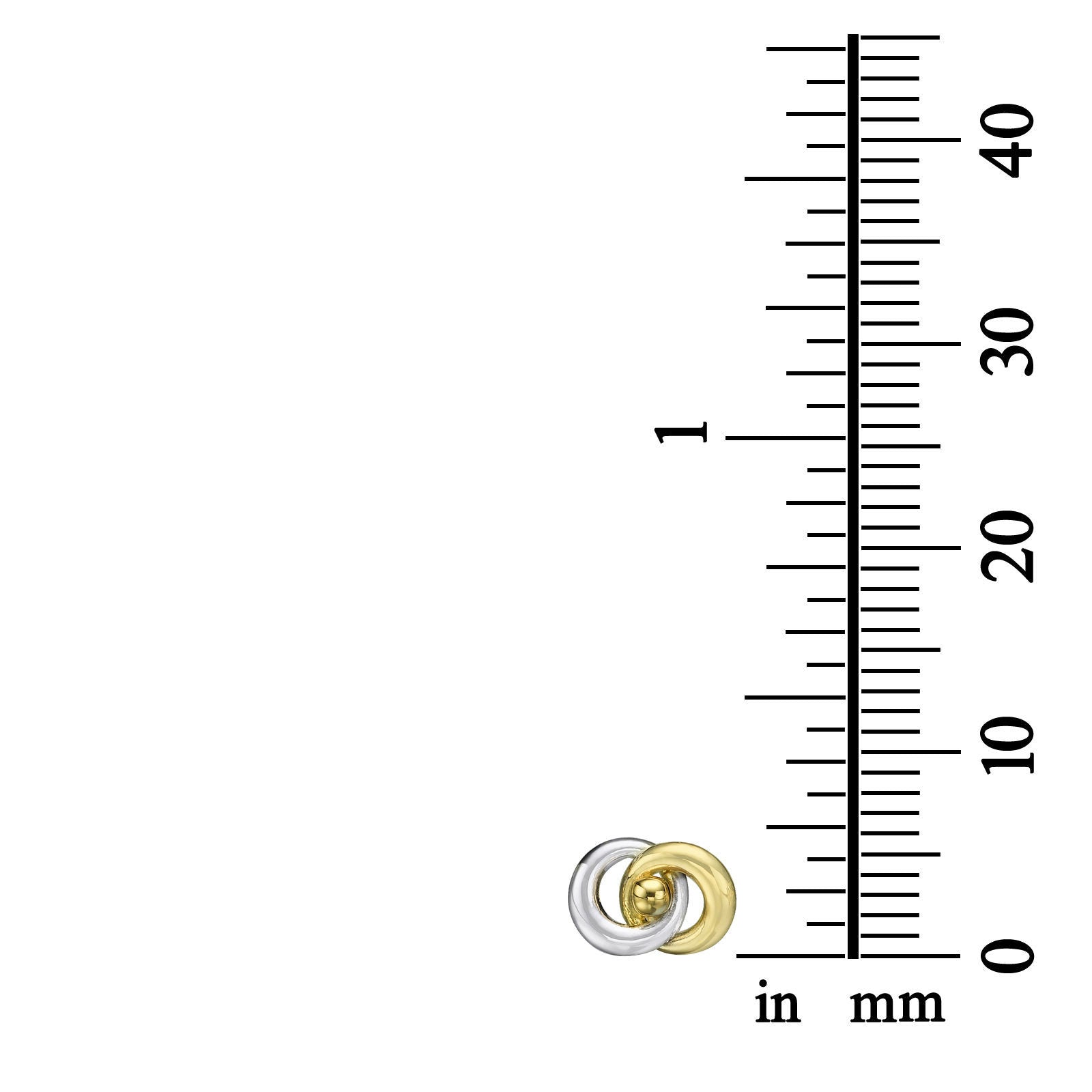 עגילים צמודים מזהב צהוב ולבן 14 קראט - עיגולים משתלבים עגילים צמודים מזהב צהוב ולבן 14 קראט - עיגולים משתלבים