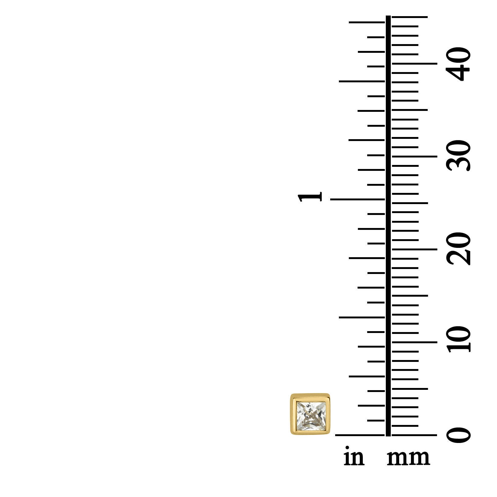 עגילים צמודים מזהב צהוב 14 קראט - ריבוע מנצנץ - גדול עגילים צמודים מזהב צהוב 14 קראט - ריבוע מנצנץ - גדול
