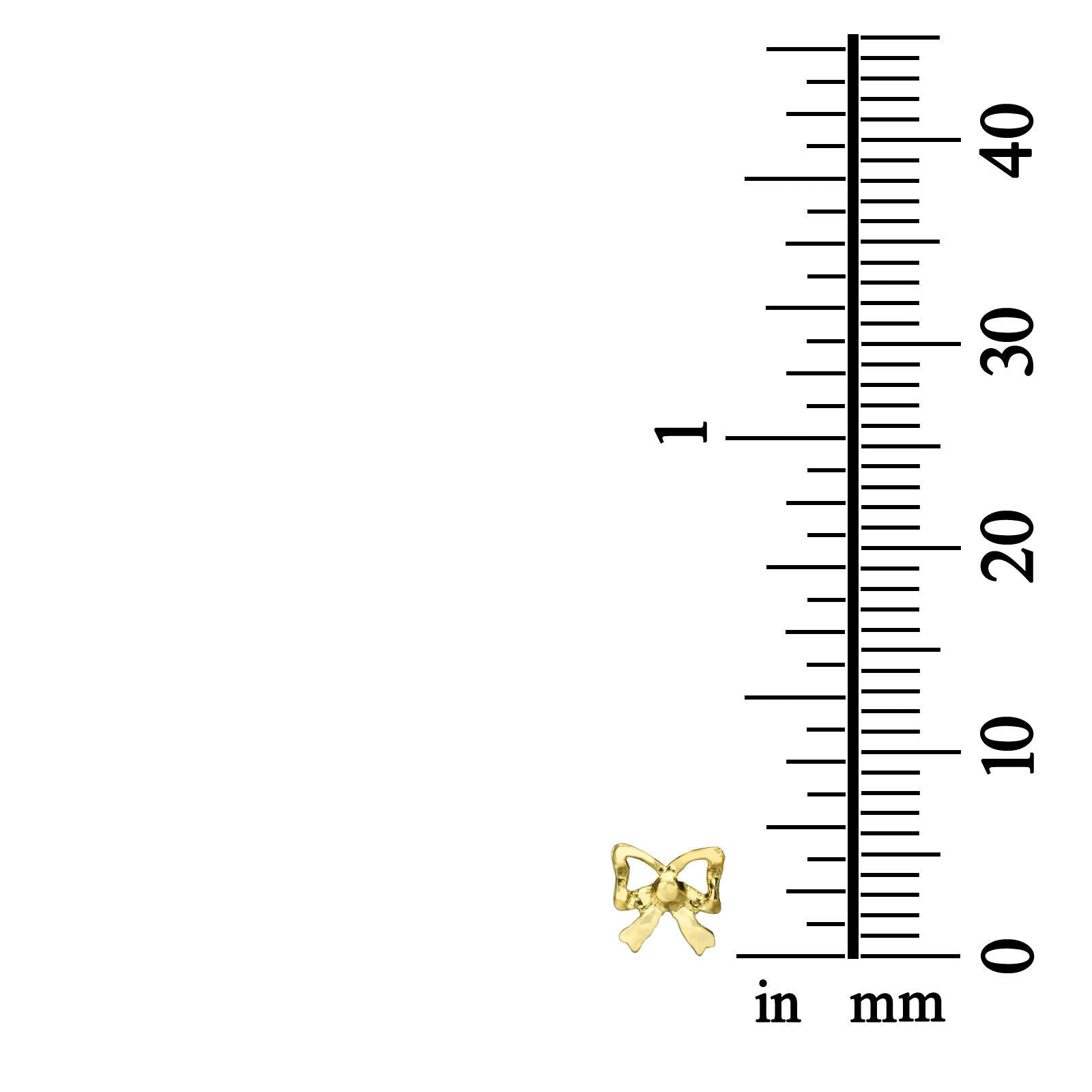 עגילים צמודים מזהב צהוב 14 קראט - פפיון עדין עגילים צמודים מזהב צהוב 14 קראט - פפיון עדין