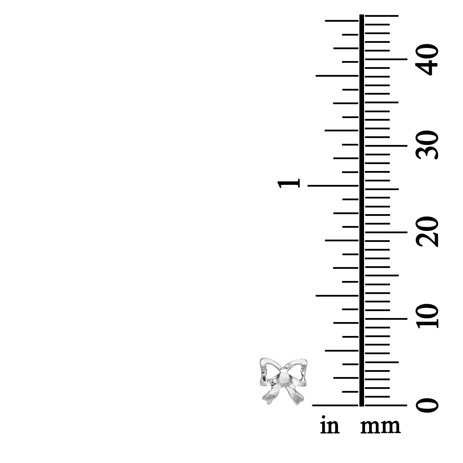 עגילים צמודים מזהב לבן 14 קראט - פפיון עדין עגילים צמודים מזהב לבן 14 קראט - פפיון עדין