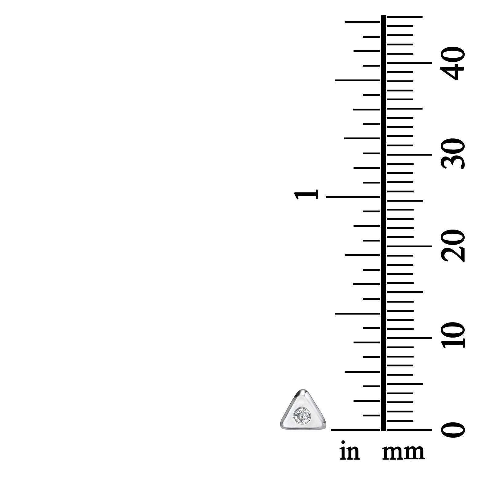 עגילים צמודים מזהב לבן 14 קראט - משולש מנצנץ עגילים צמודים מזהב לבן 14 קראט - משולש מנצנץ
