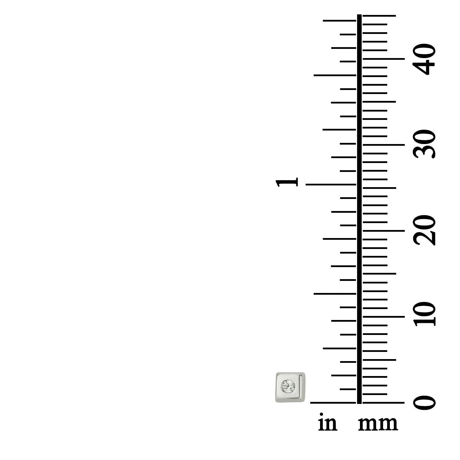 עגילים צמודים מזהב לבן 14 קראט - ריבוע מנצנץ קטן עגילים צמודים מזהב לבן 14 קראט - ריבוע מנצנץ קטן