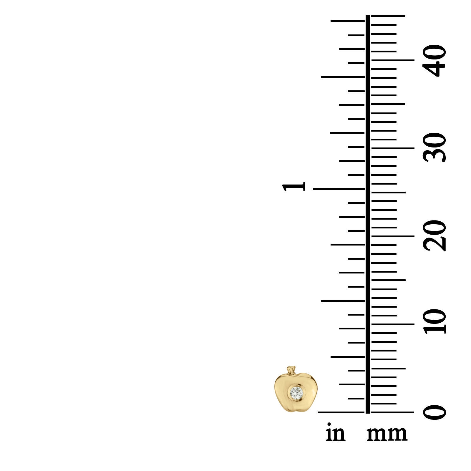 עגילים צמודים מזהב צהוב 14 קראט - תפוח מנצנץ עגילים צמודים מזהב צהוב 14 קראט - תפוח מנצנץ