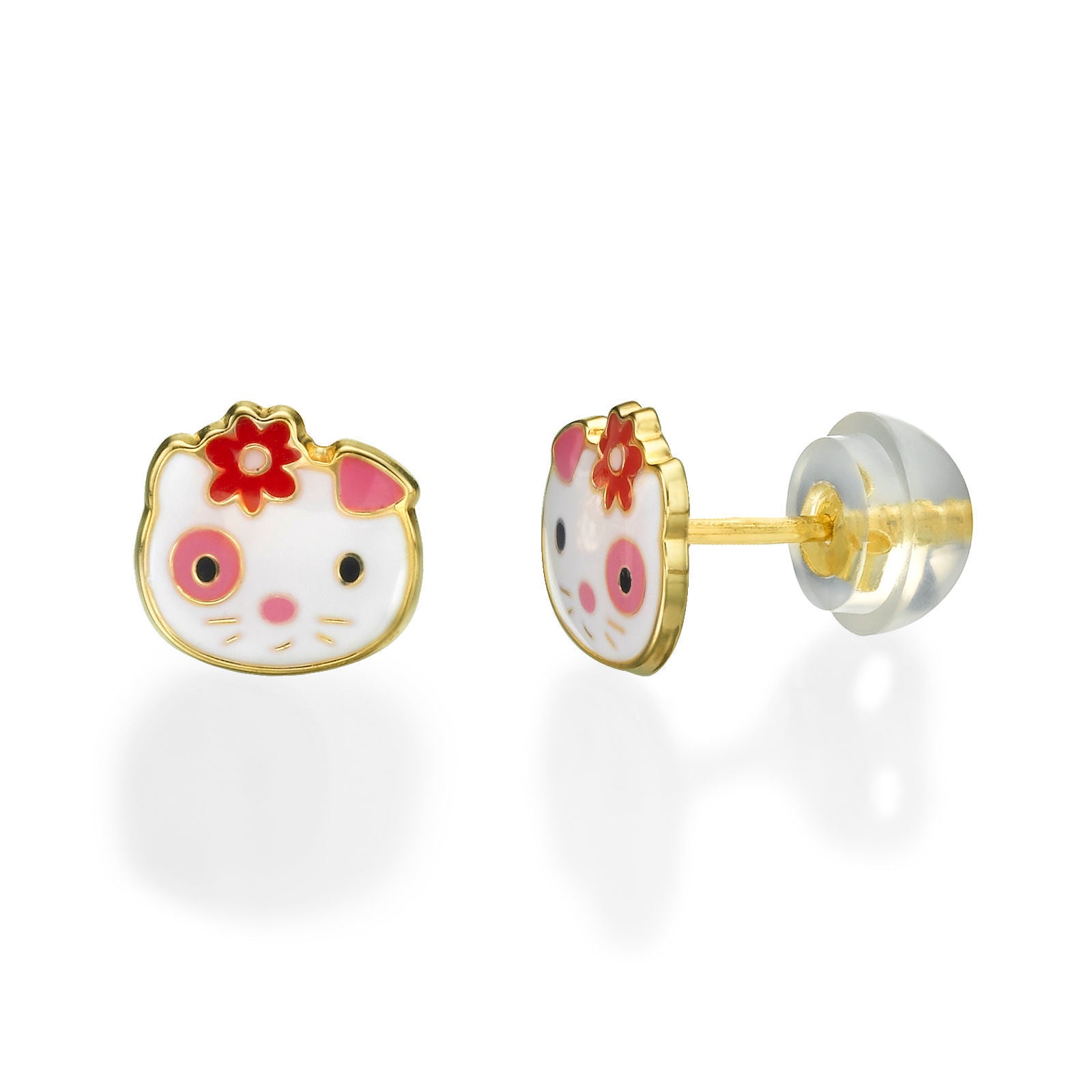 עגילים צמודים מזהב צהוב 14 קראט - בובה אביבית עגילים צמודים מזהב צהוב 14 קראט - בובה אביבית