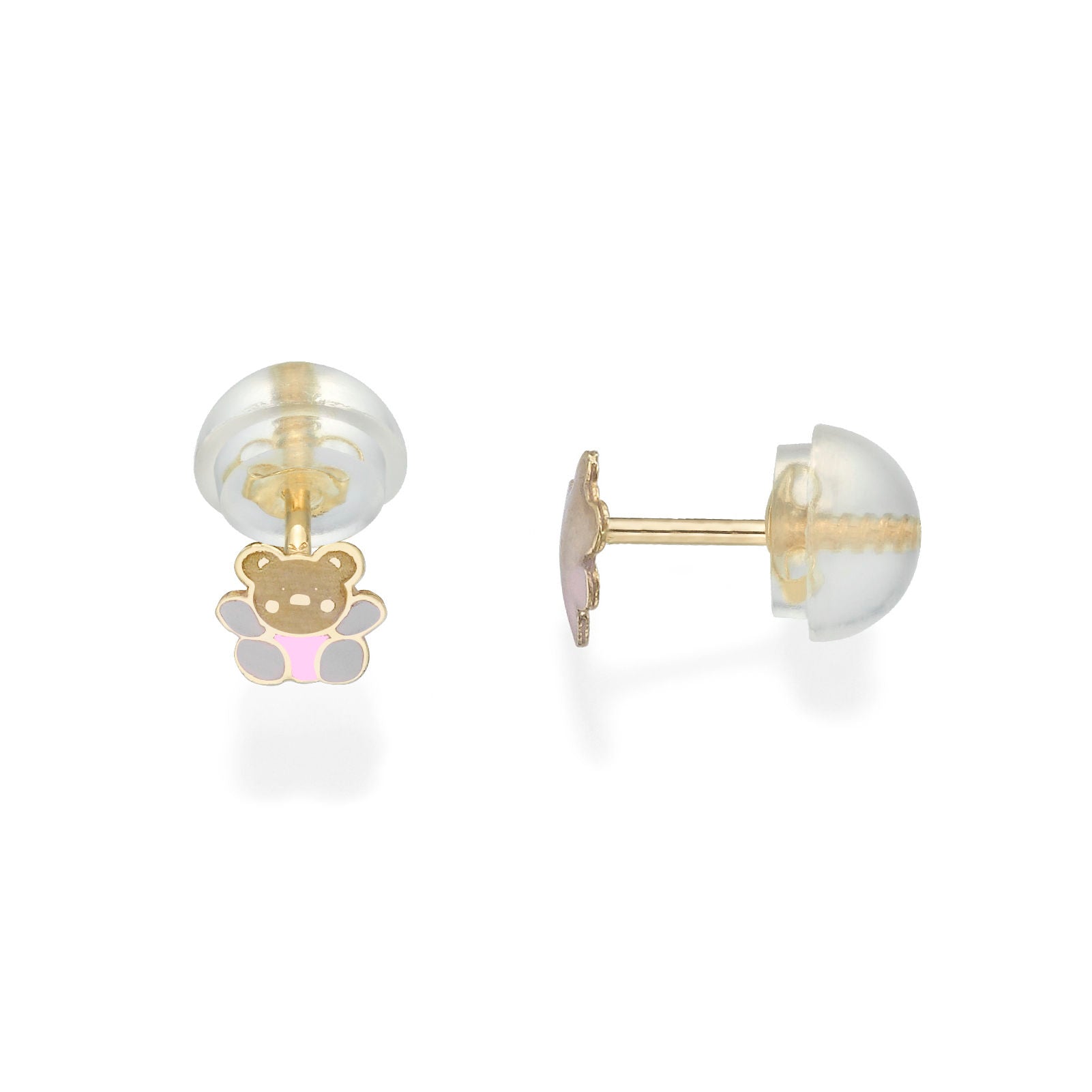 עגילים צמודים מזהב צהוב 14 קראט - דובי אופטימי עגילים צמודים מזהב צהוב 14 קראט - דובי אופטימי