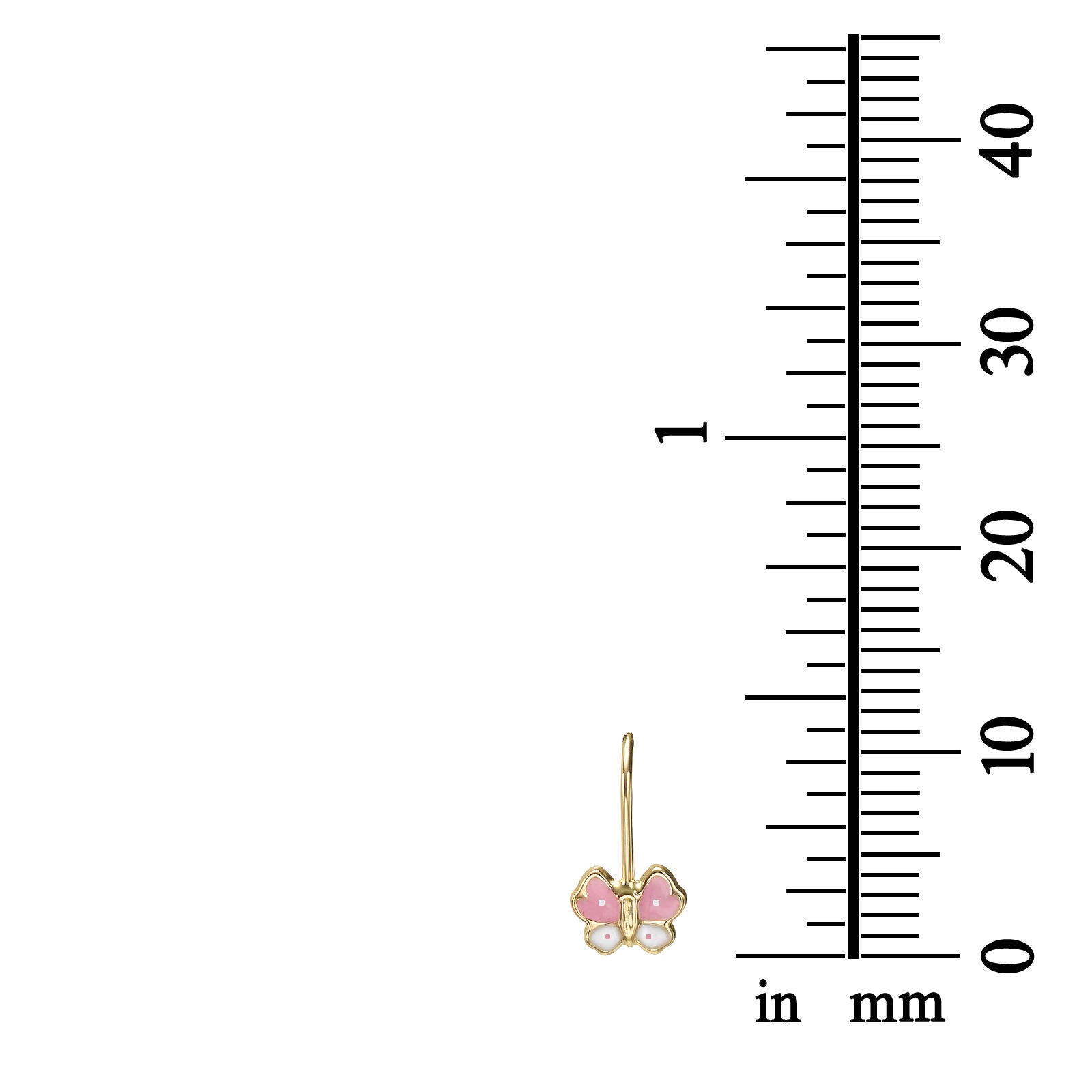 עגילים תלויים מזהב צהוב 14 קראט - פרפר גילה עגילים תלויים מזהב צהוב 14 קראט - פרפר גילה