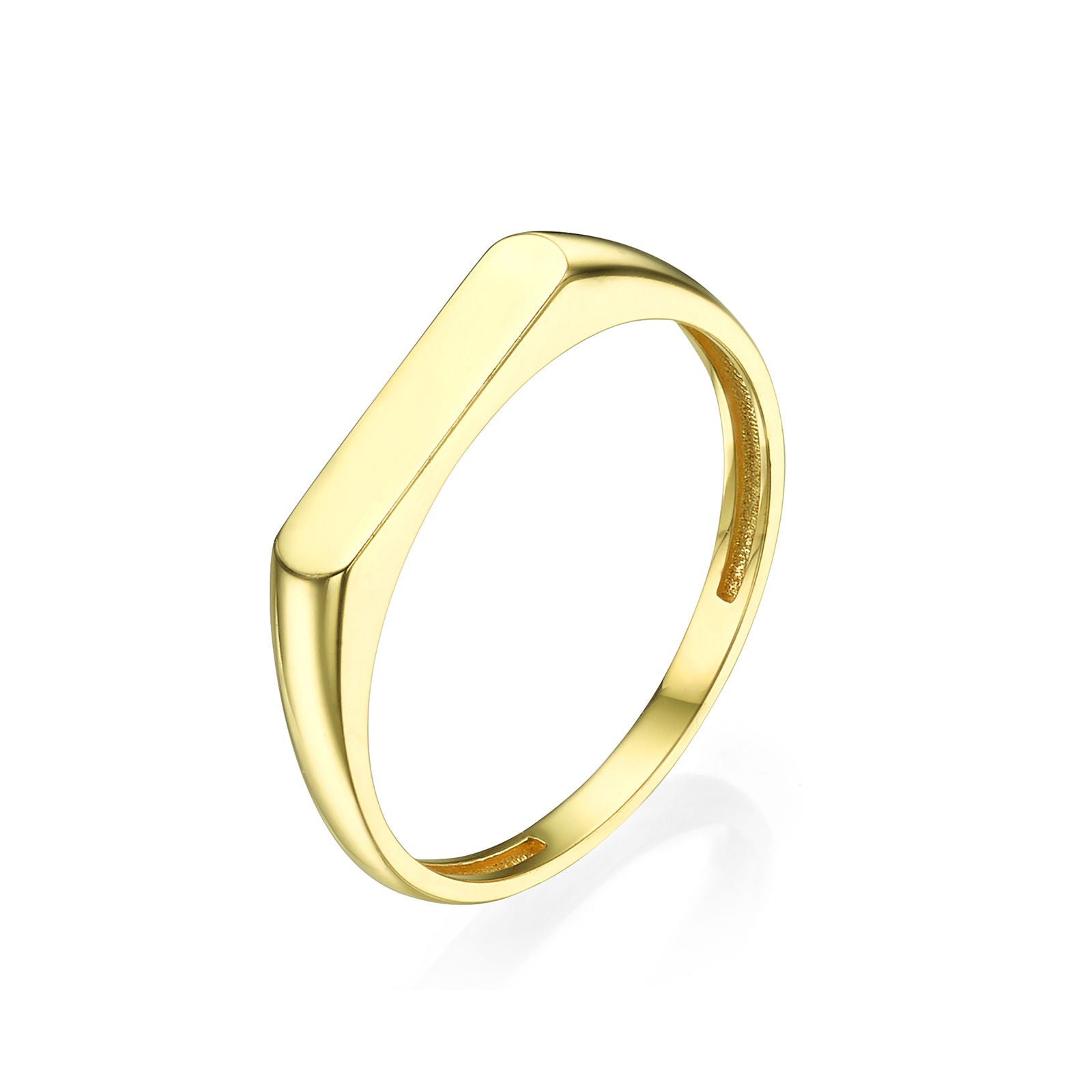 טבעת מזהב צהוב 14 קראט - חותם טבעת מזהב צהוב 14 קראט - חותם