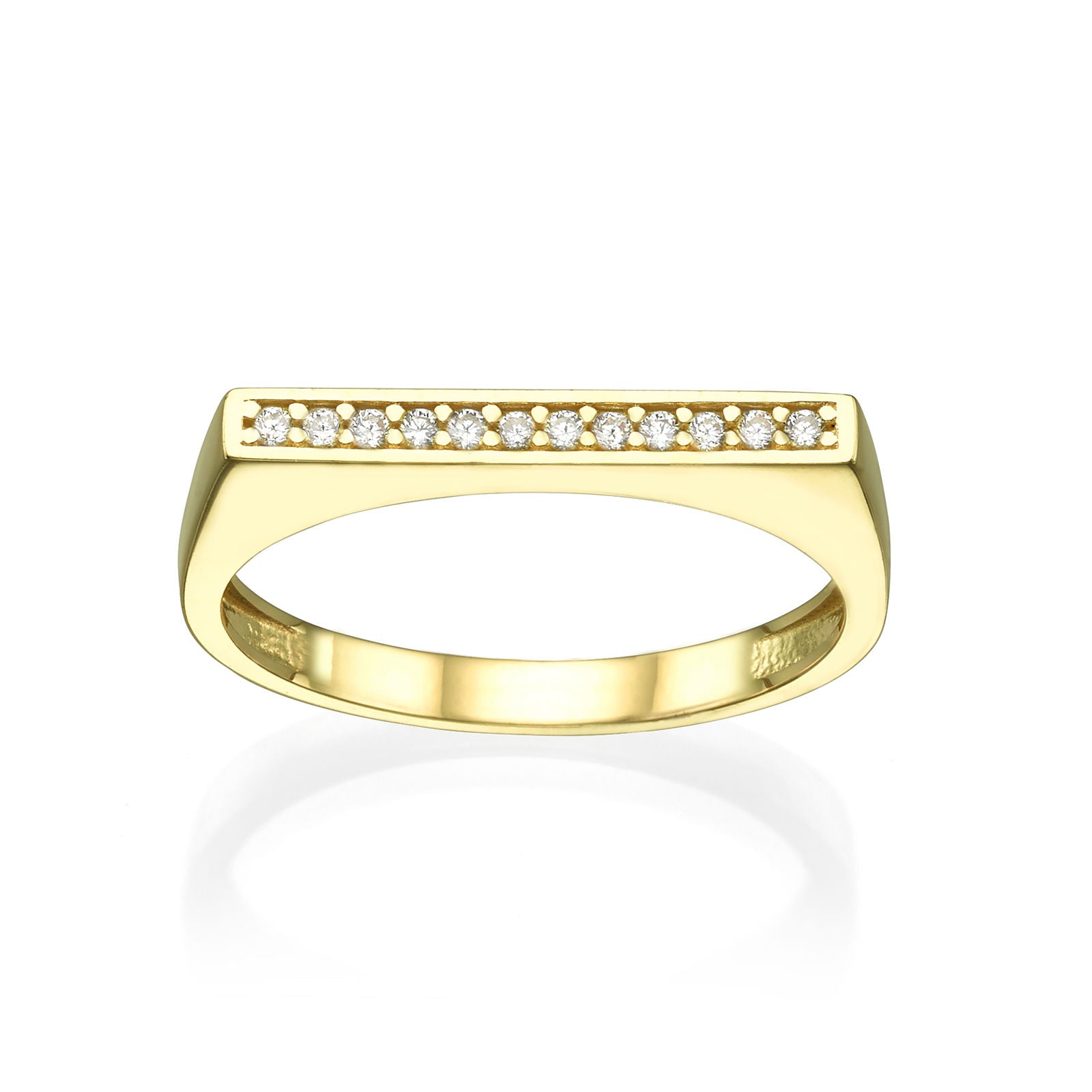 טבעת מזהב צהוב 14 קראט - פס זירקונים טבעת מזהב צהוב 14 קראט - פס זירקונים