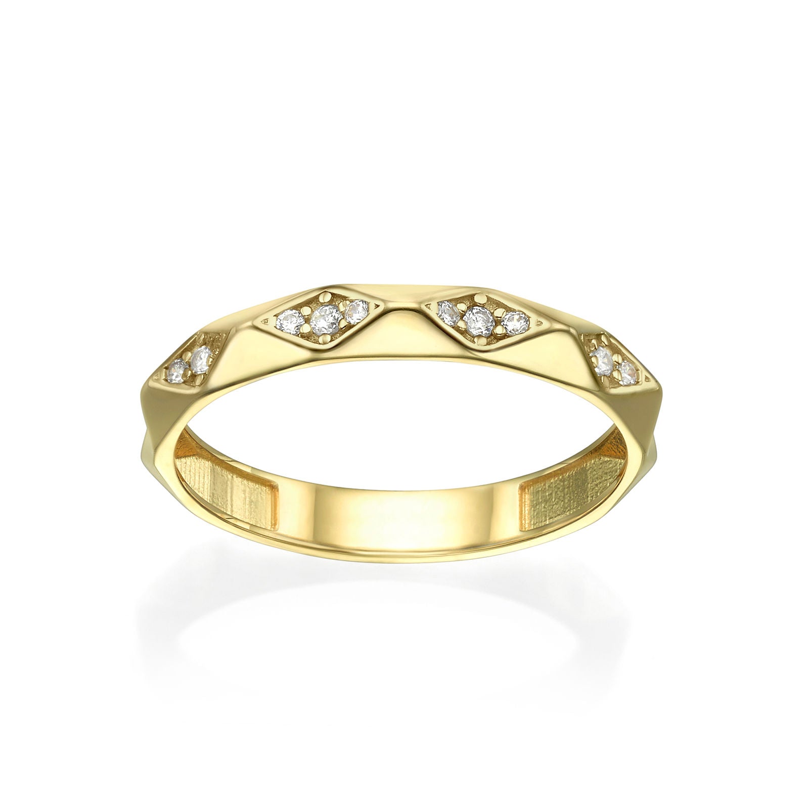 טבעת מזהב צהוב 14 קראט - פירמידות טבעת מזהב צהוב 14 קראט - פירמידות