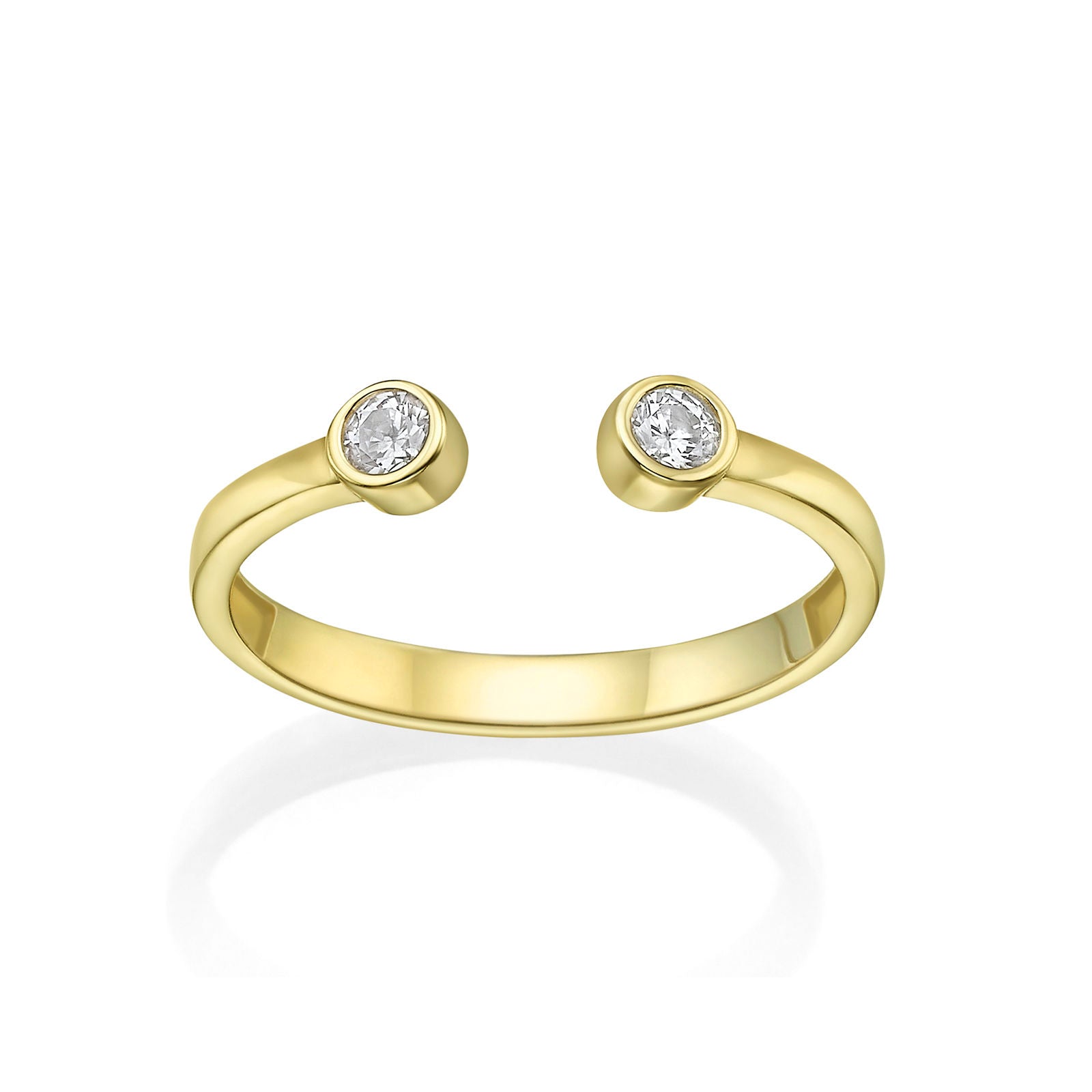 טבעת פתוחה מזהב צהוב 14 קראט - עיגולי טל מנצנצים טבעת פתוחה מזהב צהוב 14 קראט - עיגולי טל מנצנצים