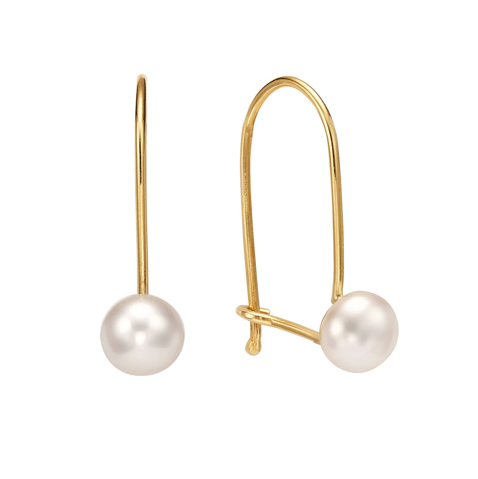 עגילים תלויים לילדות מזהב צהוב 14 קראט - פנינה עגילים תלויים לילדות מזהב צהוב 14 קראט - פנינה