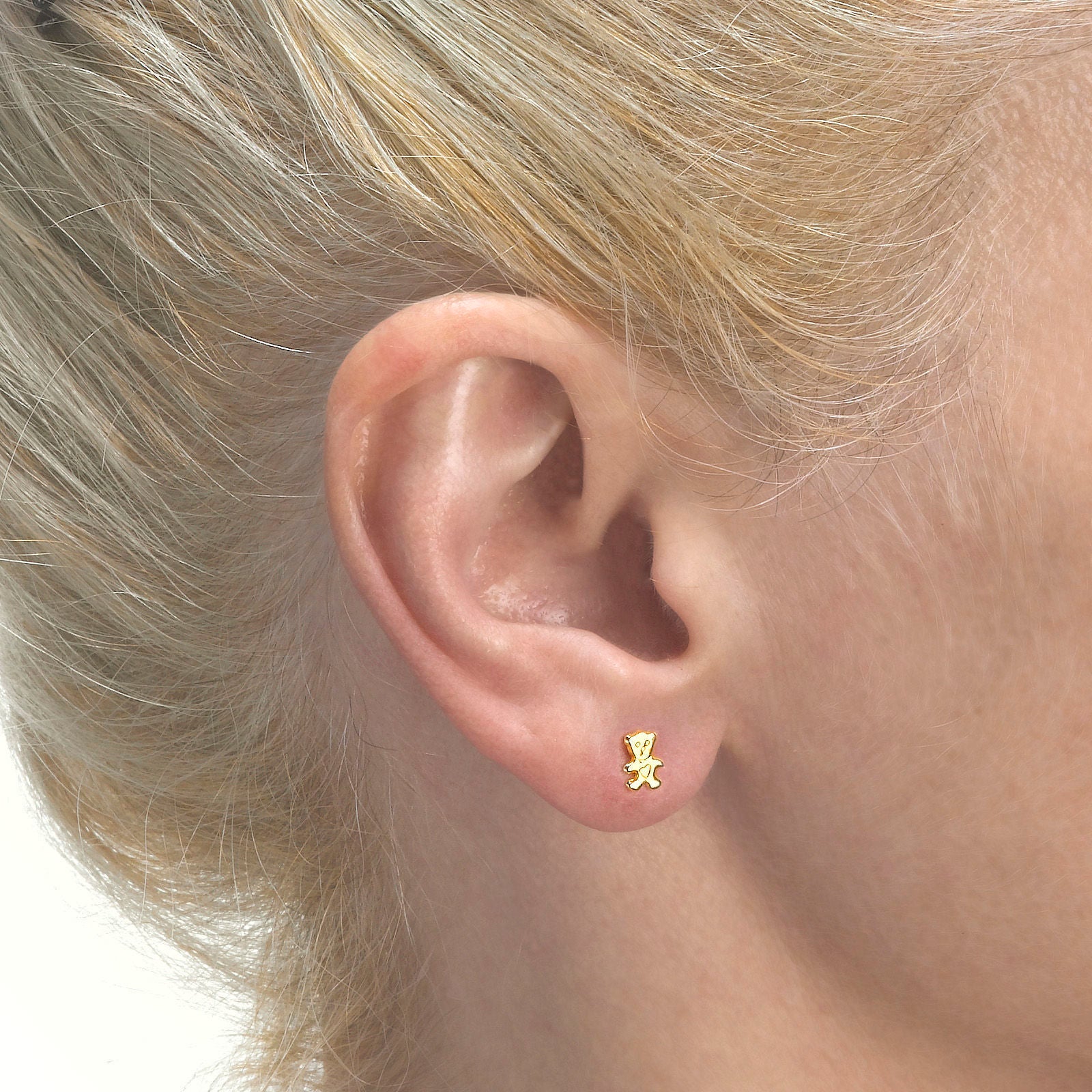 עגילים צמודים מזהב צהוב 14 קראט - דובי חמודי עגילים צמודים מזהב צהוב 14 קראט - דובי חמודי