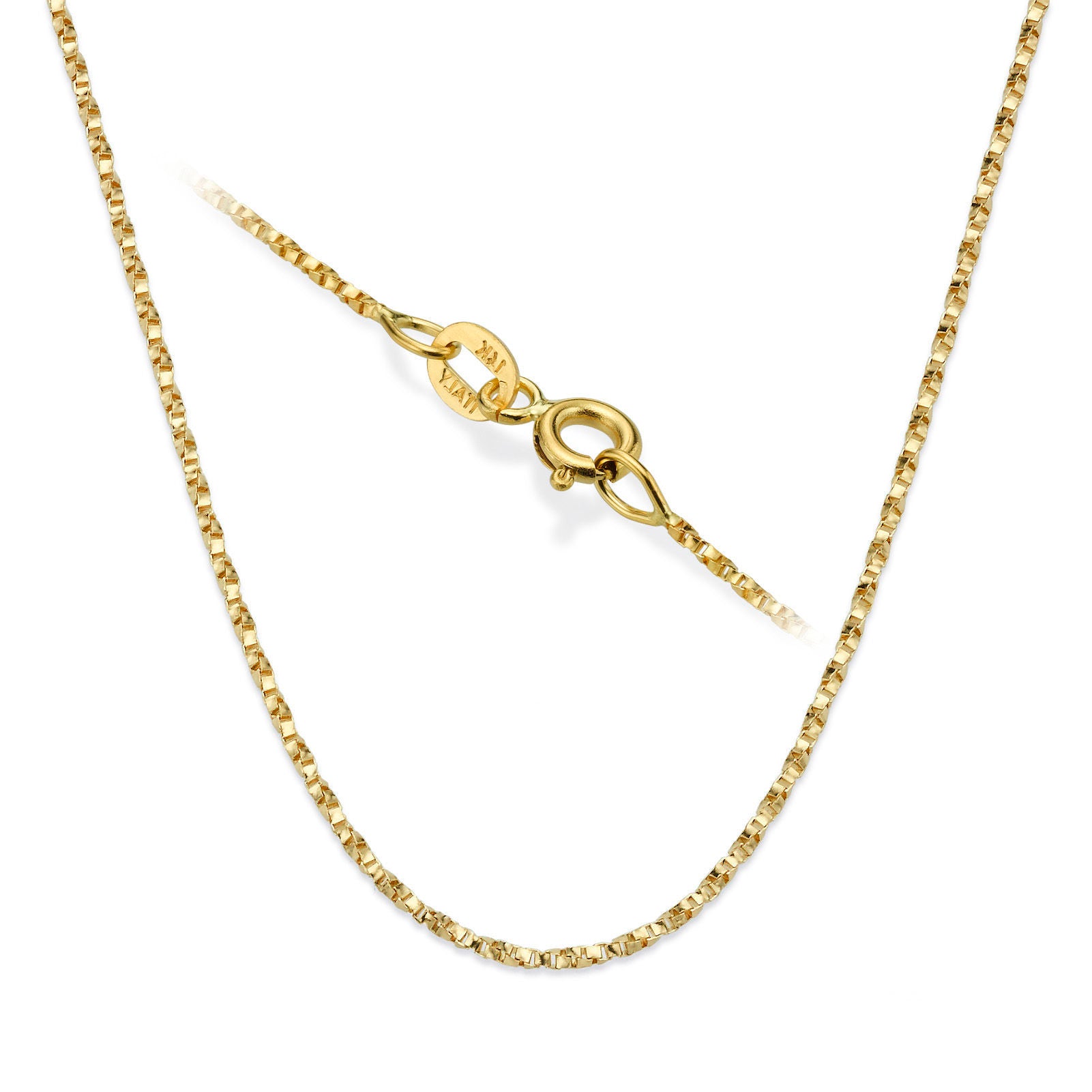 שרשרת מסובבת זהב צהוב 14 קראט, 1 מ"מ עובי שרשרת מסובבת זהב צהוב 14 קראט, 1 מ"מ עובי