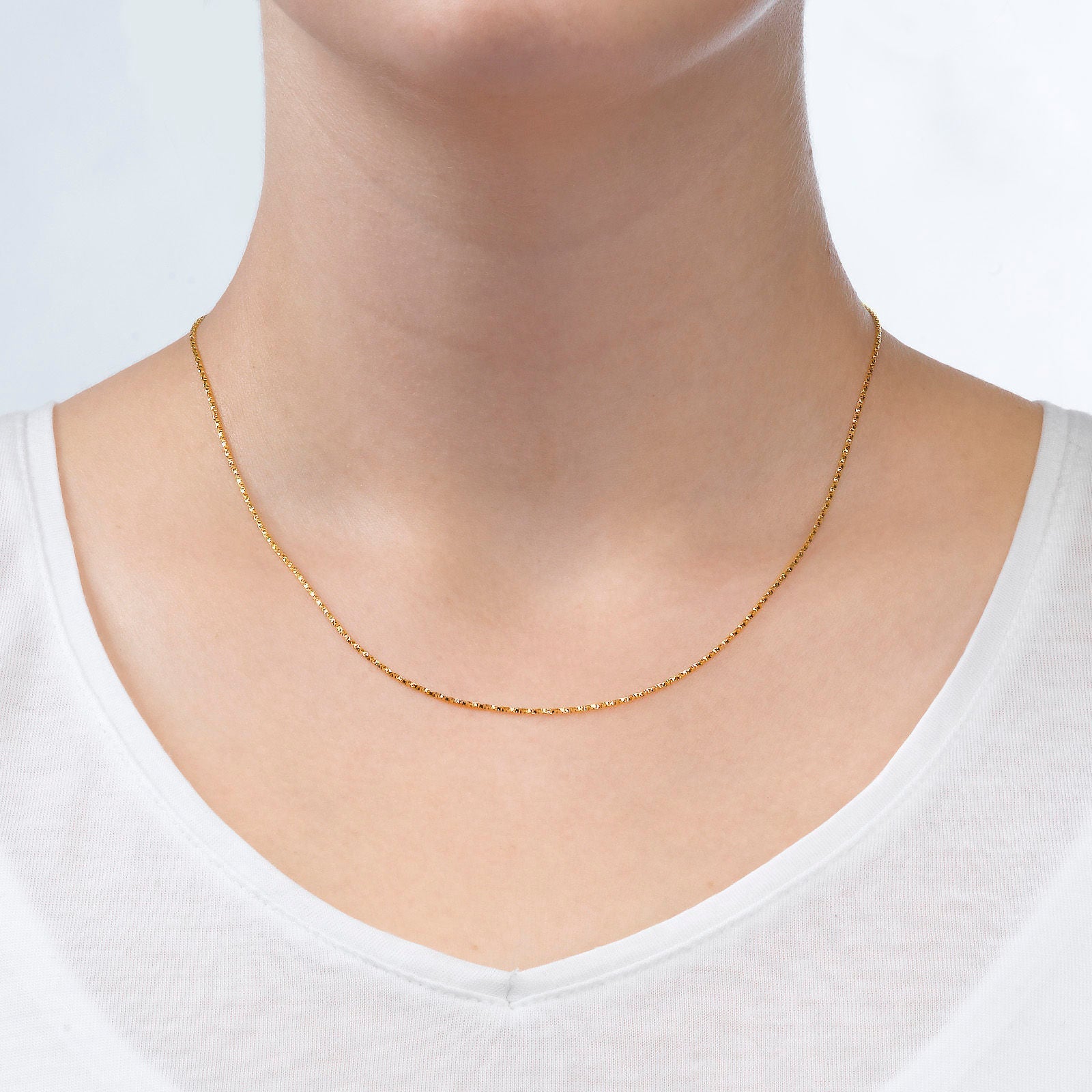 שרשרת מסובבת זהב צהוב 14 קראט, 1 מ"מ עובי שרשרת מסובבת זהב צהוב 14 קראט, 1 מ"מ עובי