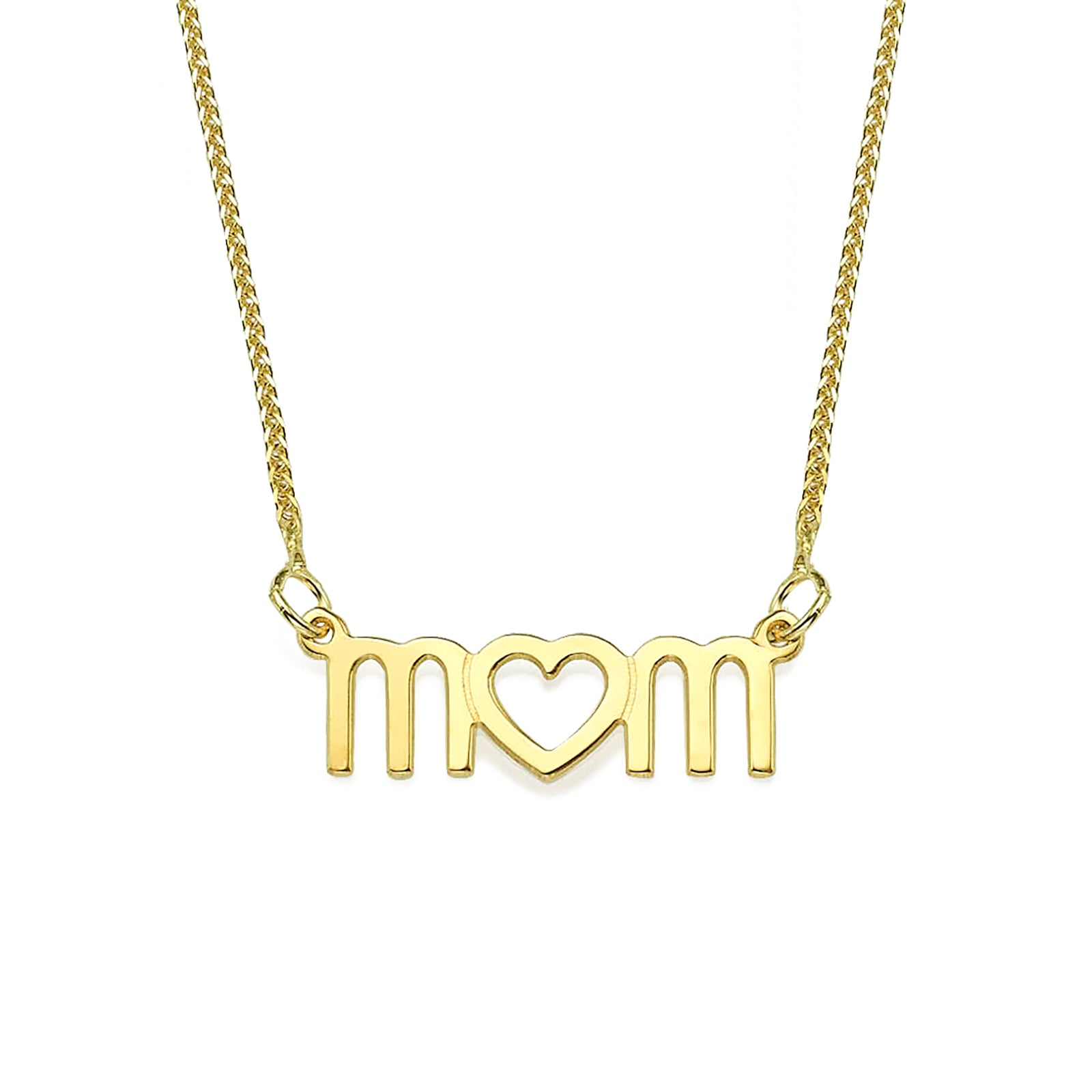 שרשרת mom בעיצוב אישי מזהב צהוב 14 קראט - לב שרשרת mom בעיצוב אישי מזהב צהוב 14 קראט - לב