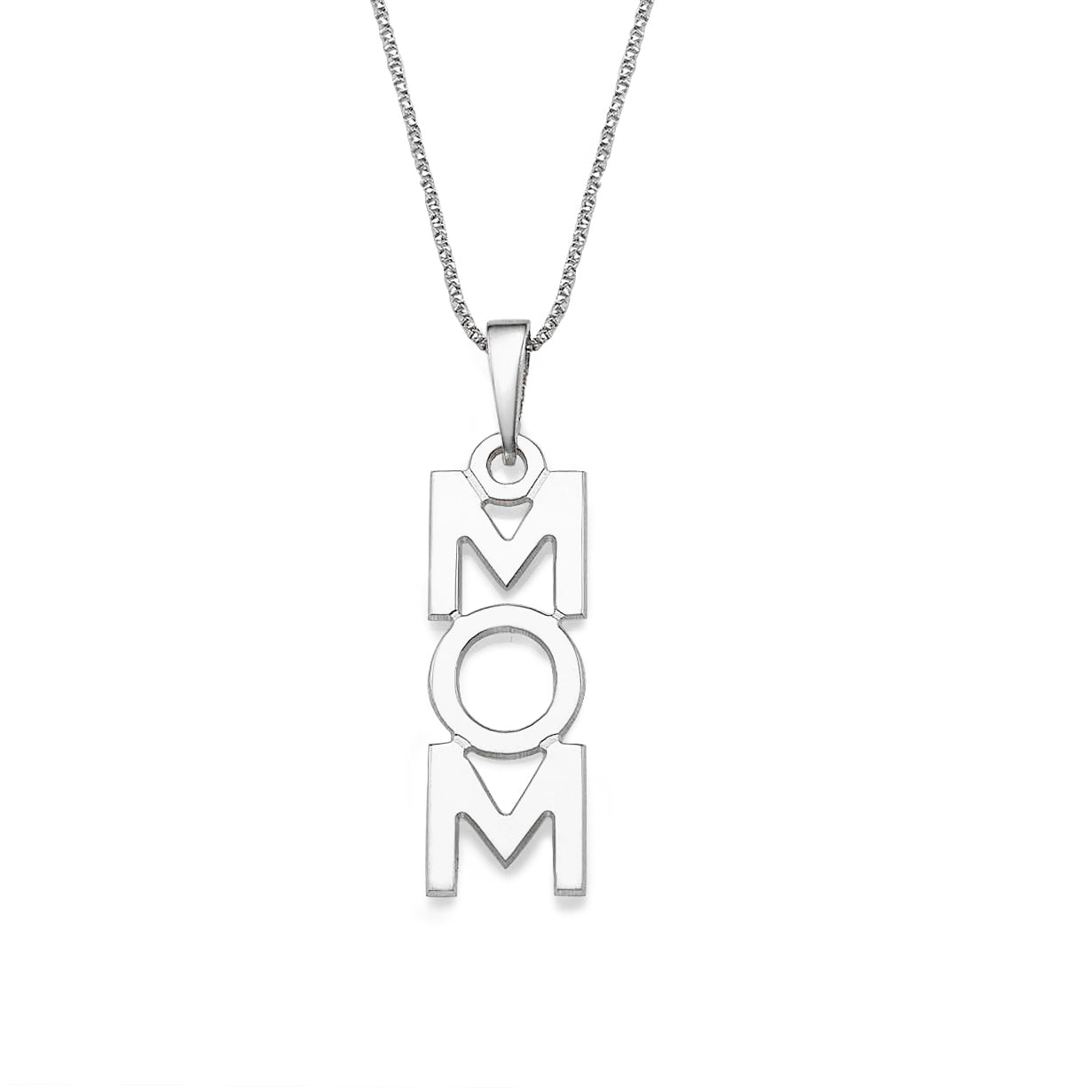 שרשרת mom בעיצוב אישי מזהב לבן 14 קראט - אנכי שרשרת mom בעיצוב אישי מזהב לבן 14 קראט - אנכי