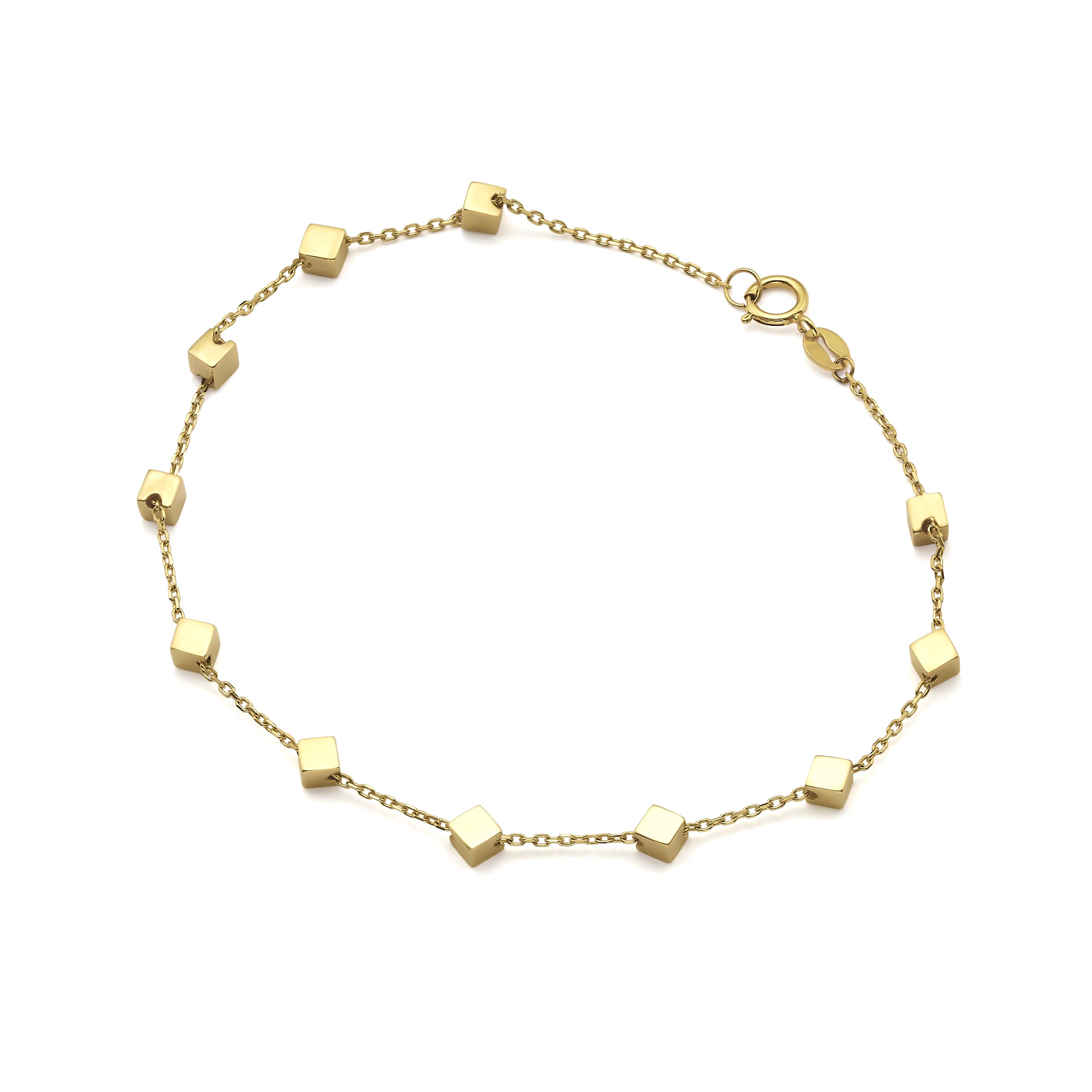 צמיד לאישה מזהב צהוב 14 קראט - קוביות הזהב צמיד לאישה מזהב צהוב 14 קראט - קוביות הזהב