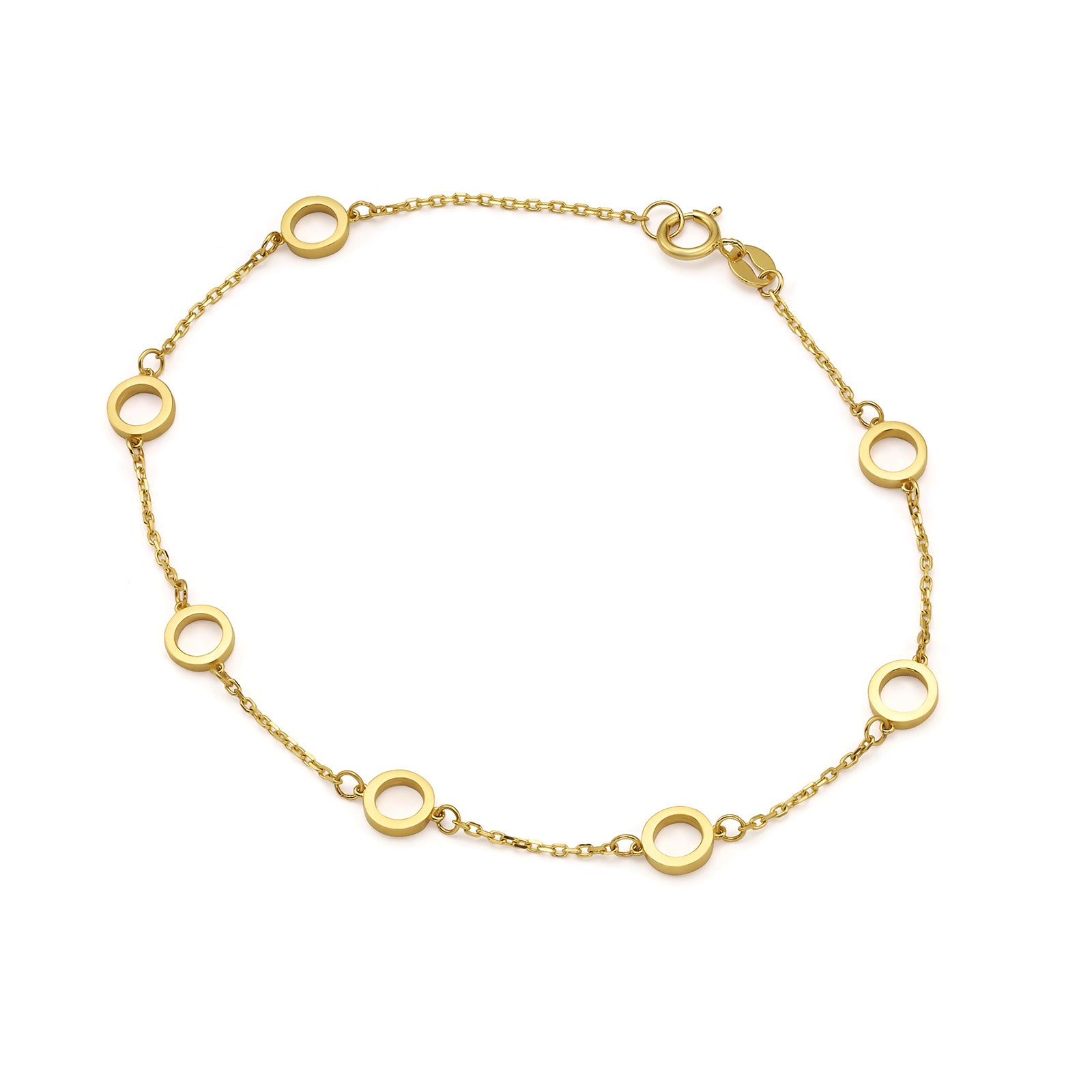 צמיד לאישה מזהב צהוב 14 קראט - עיגולי רומי צמיד לאישה מזהב צהוב 14 קראט - עיגולי רומי