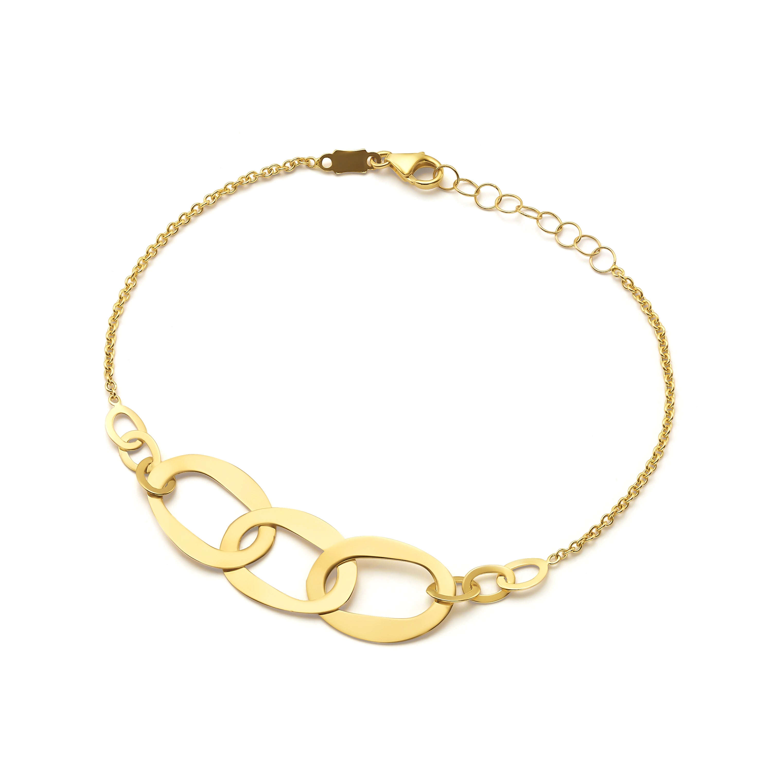 צמיד לאישה מזהב צהוב 14 קראט -  עיגולי מיילי צמיד לאישה מזהב צהוב 14 קראט -  עיגולי מיילי