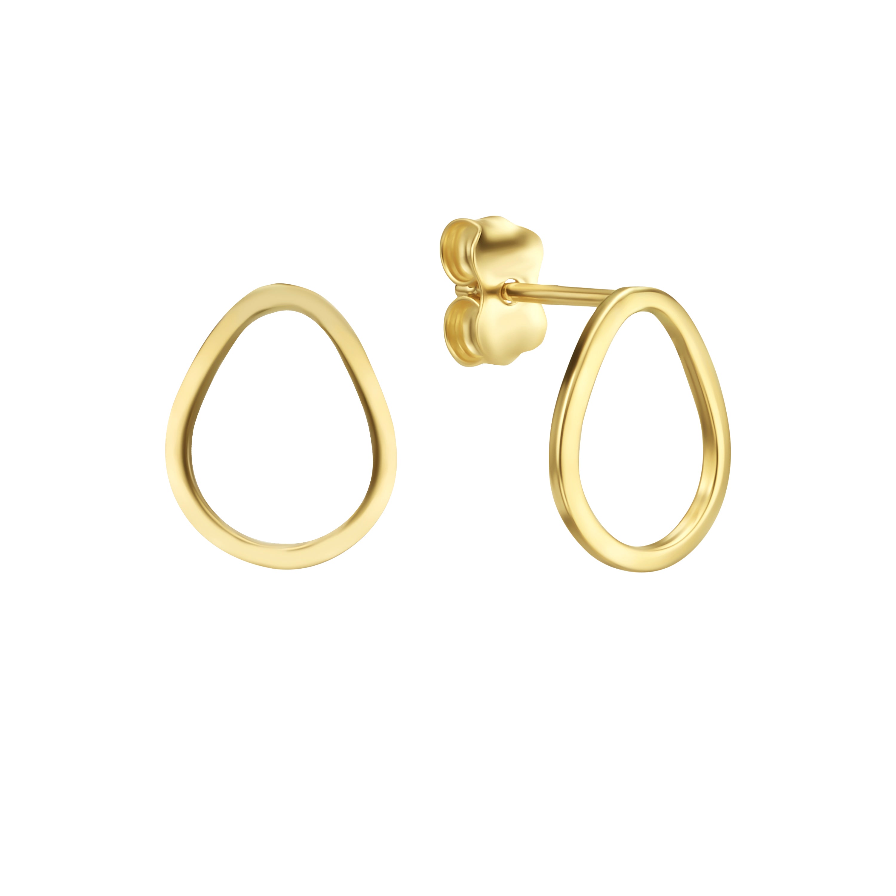 עגילים צמודים לאישה מזהב צהוב 14 קראט - טיפה ווילי עגילים צמודים לאישה מזהב צהוב 14 קראט - טיפה ווילי