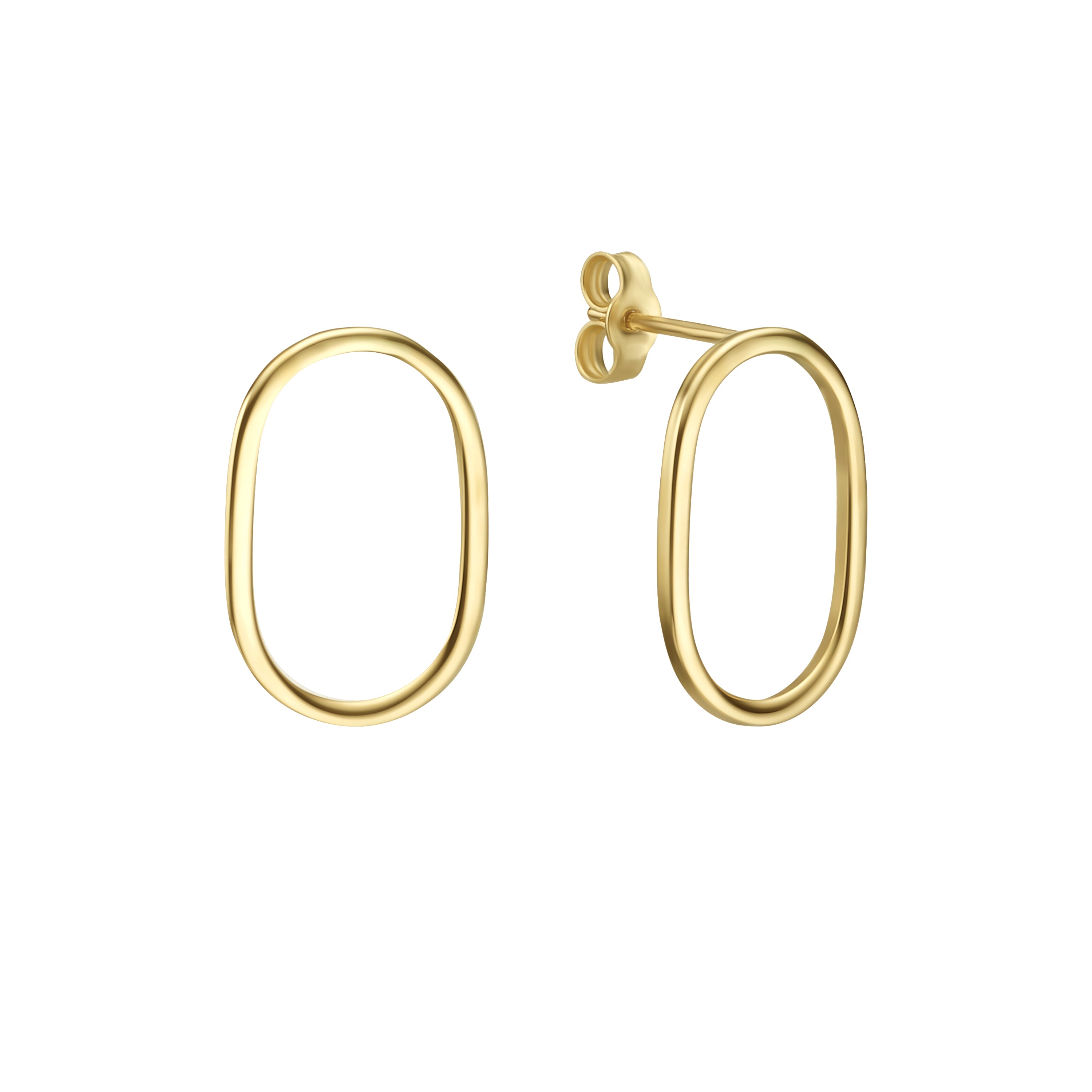 עגילים לאישה מזהב צהוב 14 קראט - אליפסה בוסטון עגילים לאישה מזהב צהוב 14 קראט - אליפסה בוסטון