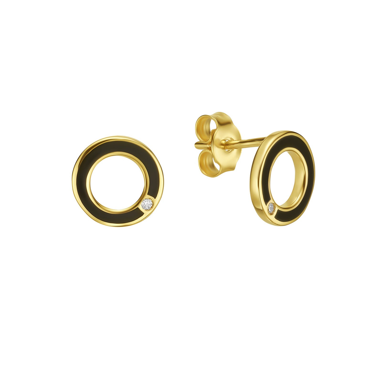 עגילי יהלומים צמודים מזהב צהוב 14 קראט - מעגל החיים סליבן עגילי יהלומים צמודים מזהב צהוב 14 קראט - מעגל החיים סליבן