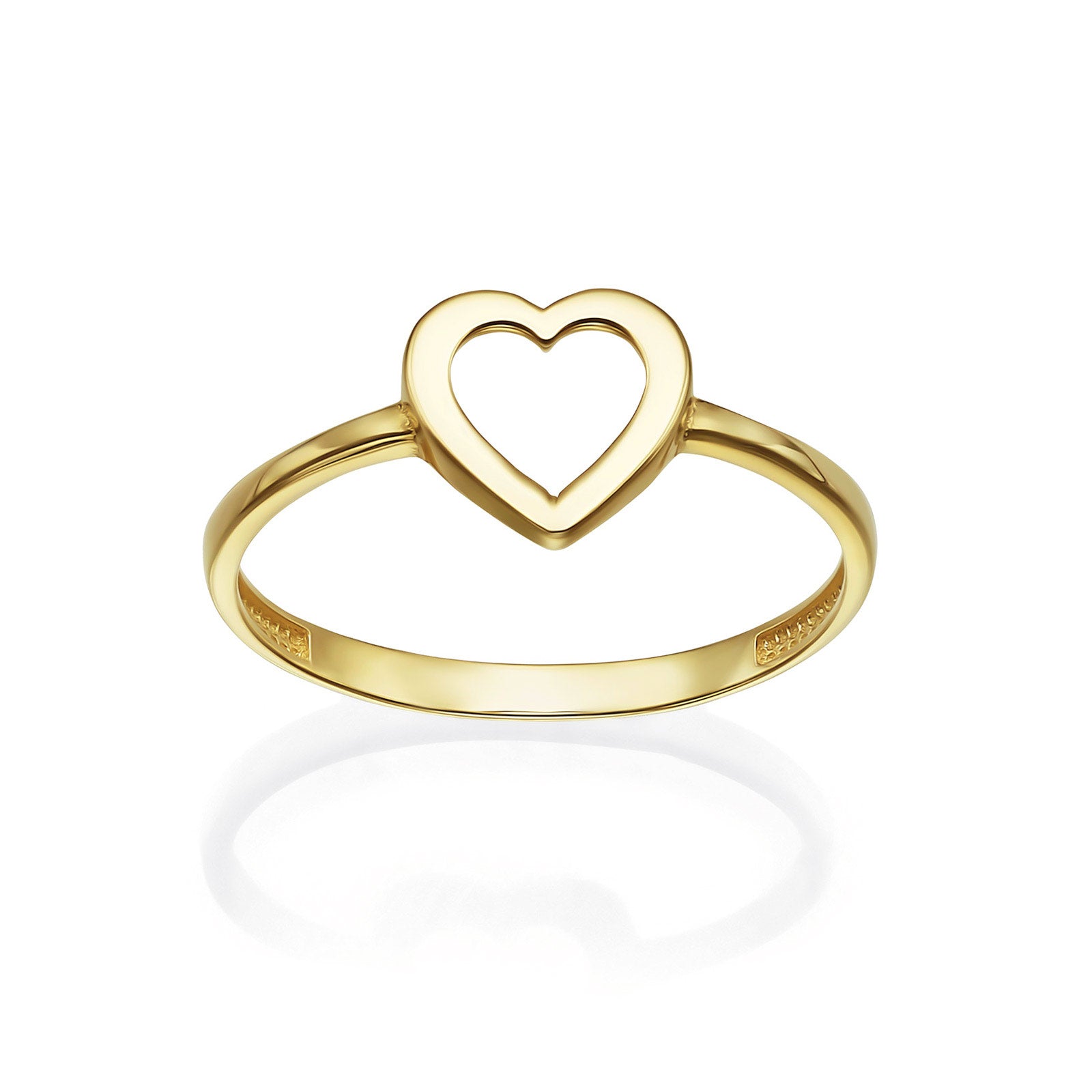טבעת לאישה מזהב צהוב 14 קראט - לב ולנטיין טבעת לאישה מזהב צהוב 14 קראט - לב ולנטיין