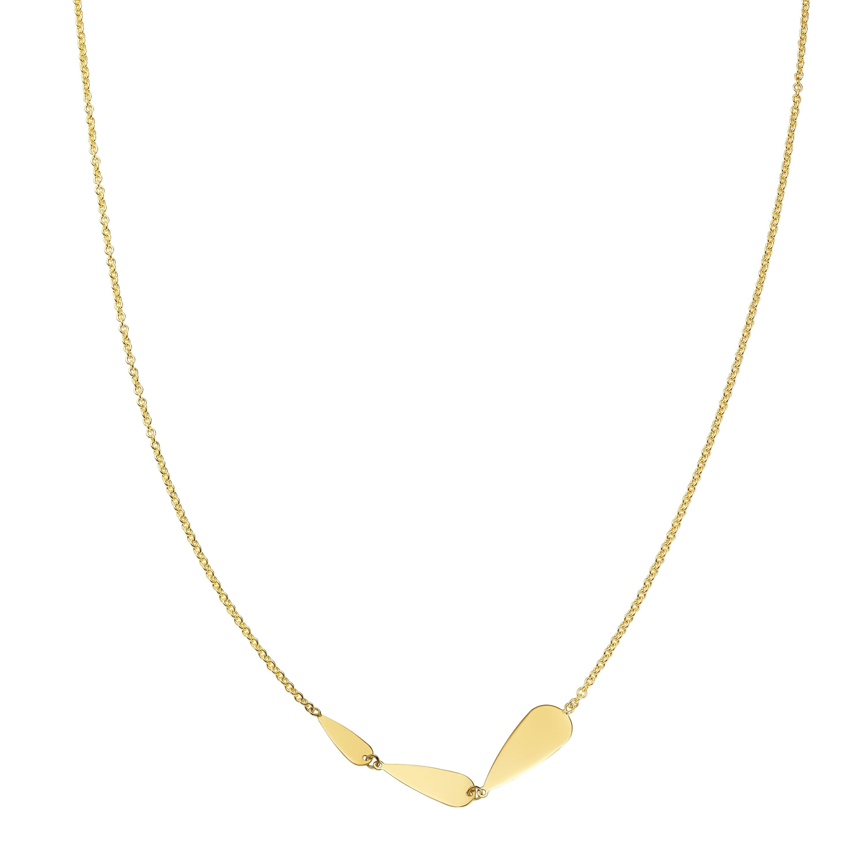 תליון ושרשרת מזהב צהוב 14 קראט - עלה טריו תליון ושרשרת מזהב צהוב 14 קראט - עלה טריו