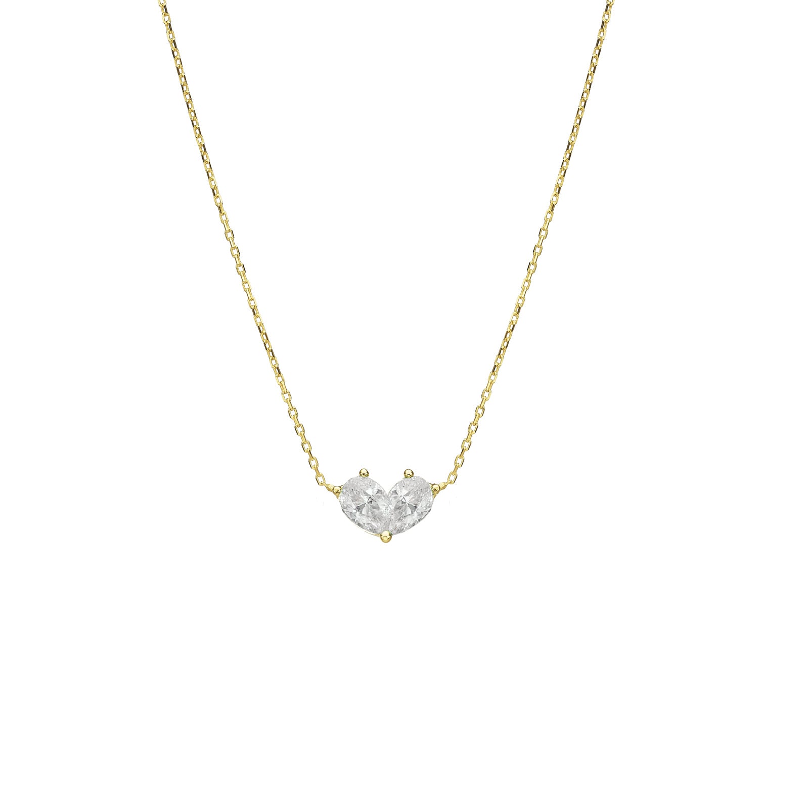 תליון ושרשרת מזהב צהוב 14 קראט - לב אייבי לבן תליון ושרשרת מזהב צהוב 14 קראט - לב אייבי לבן