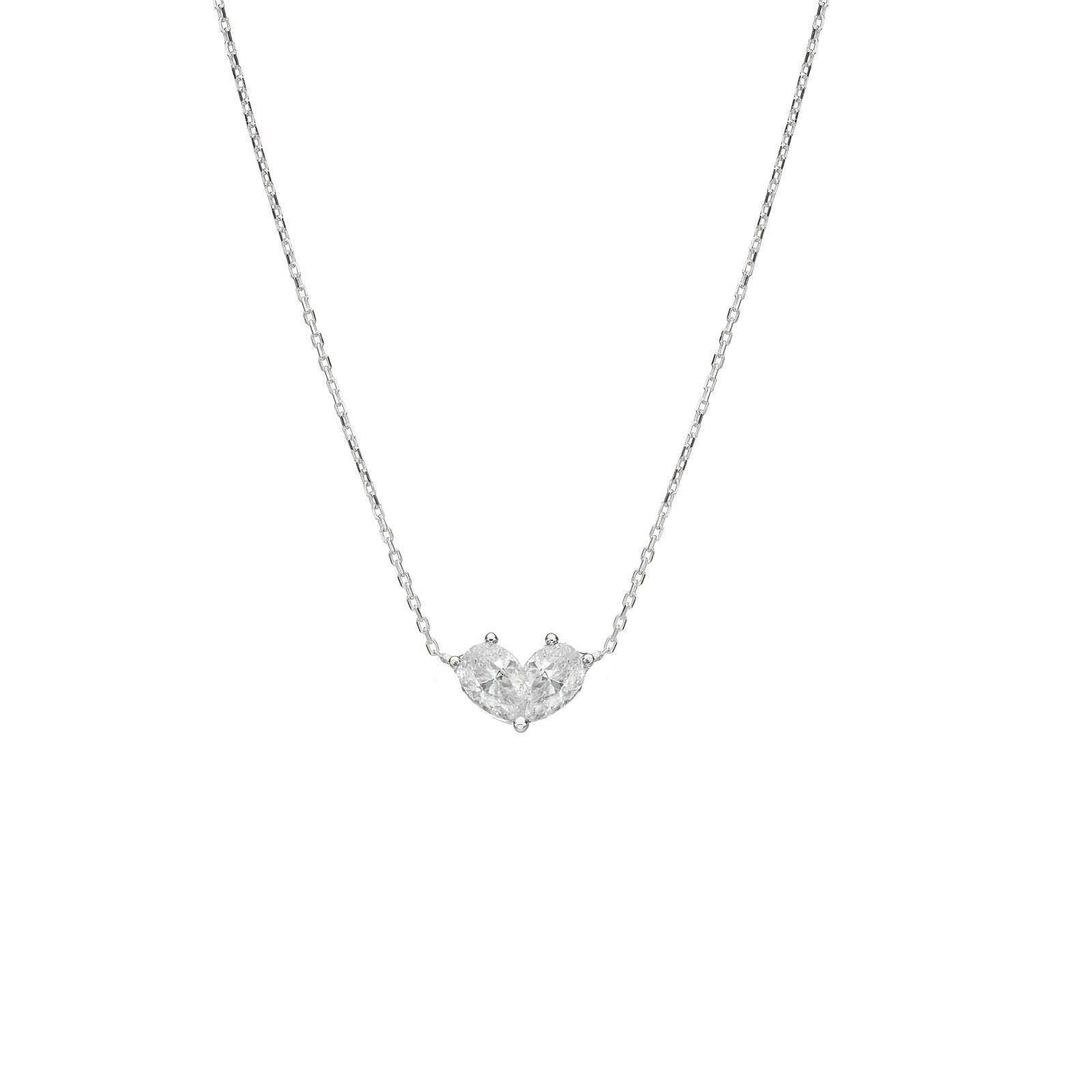 תליון ושרשרת מזהב לבן 14 קראט - לב אייבי לבן תליון ושרשרת מזהב לבן 14 קראט - לב אייבי לבן