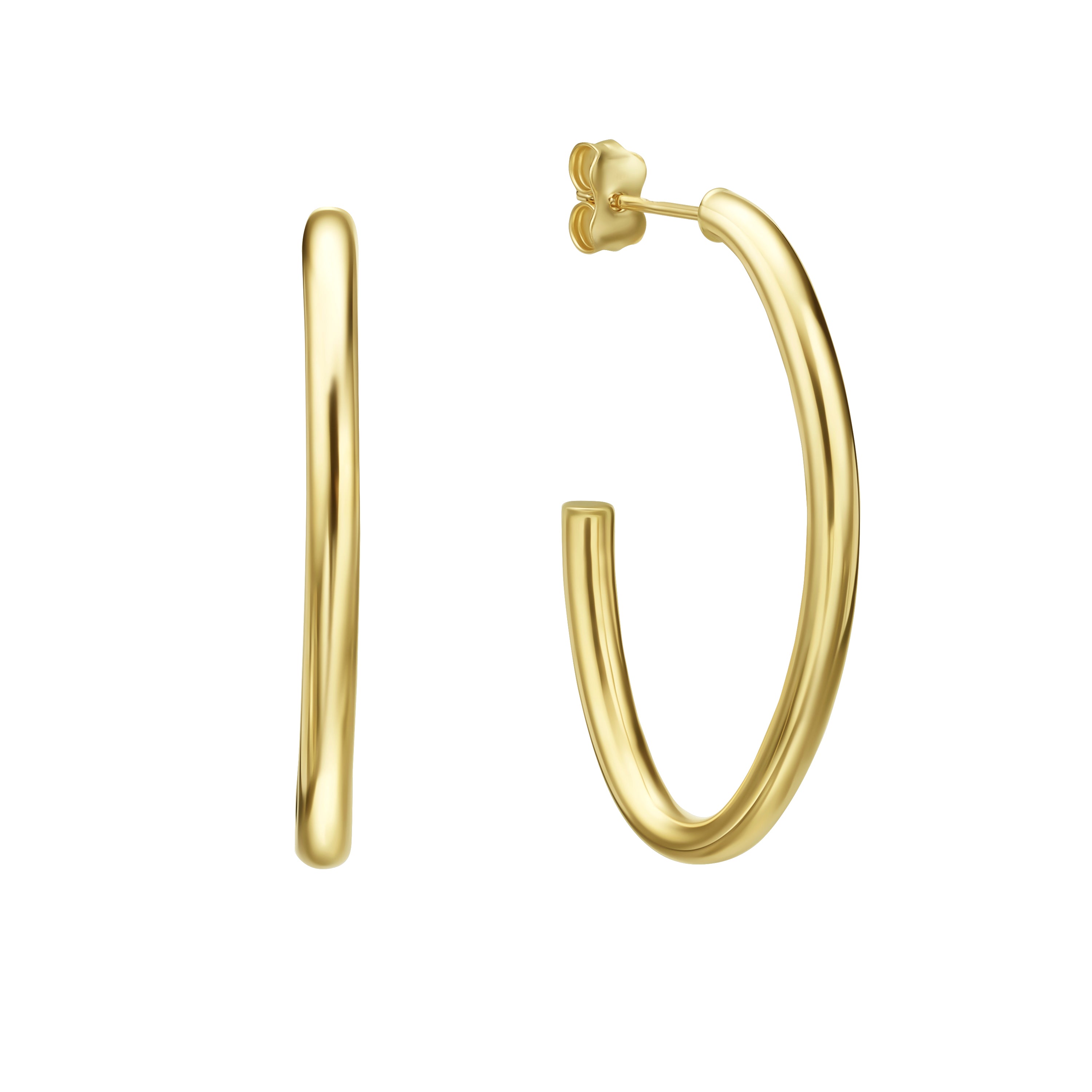 עגילים לאישה מזהב צהוב 14 קראט - ריו עבים עגילים לאישה מזהב צהוב 14 קראט - ריו עבים