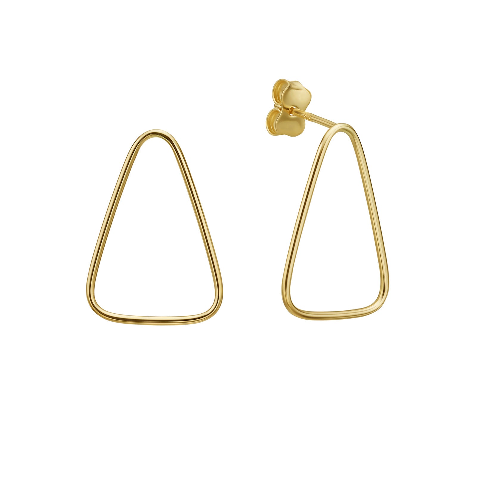 עגילים לאישה מזהב צהוב 14 קראט - משולש טריו עגילים לאישה מזהב צהוב 14 קראט - משולש טריו