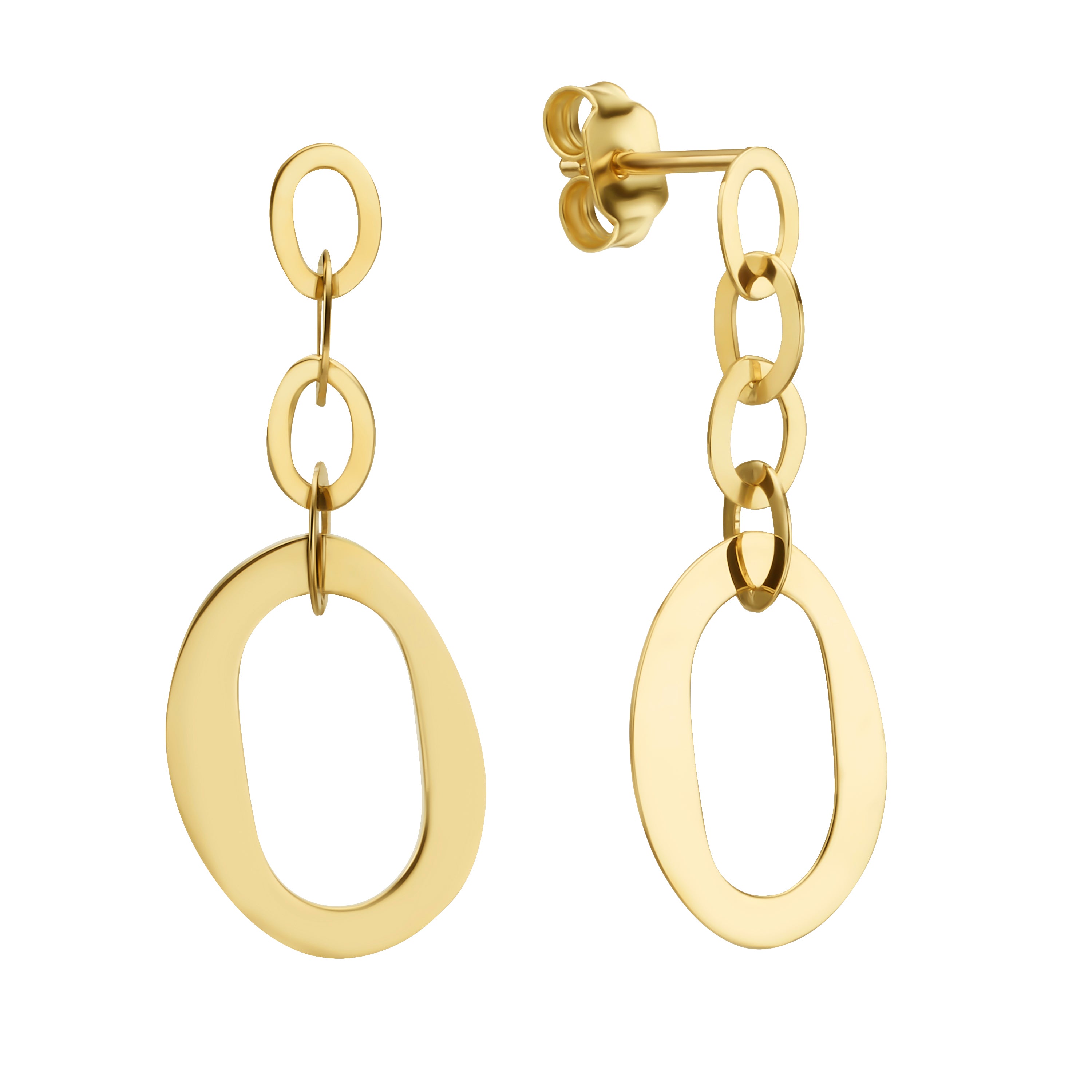 עגילים לאישה מזהב צהוב 14 קראט - עיגולי מיילי עגילים לאישה מזהב צהוב 14 קראט - עיגולי מיילי