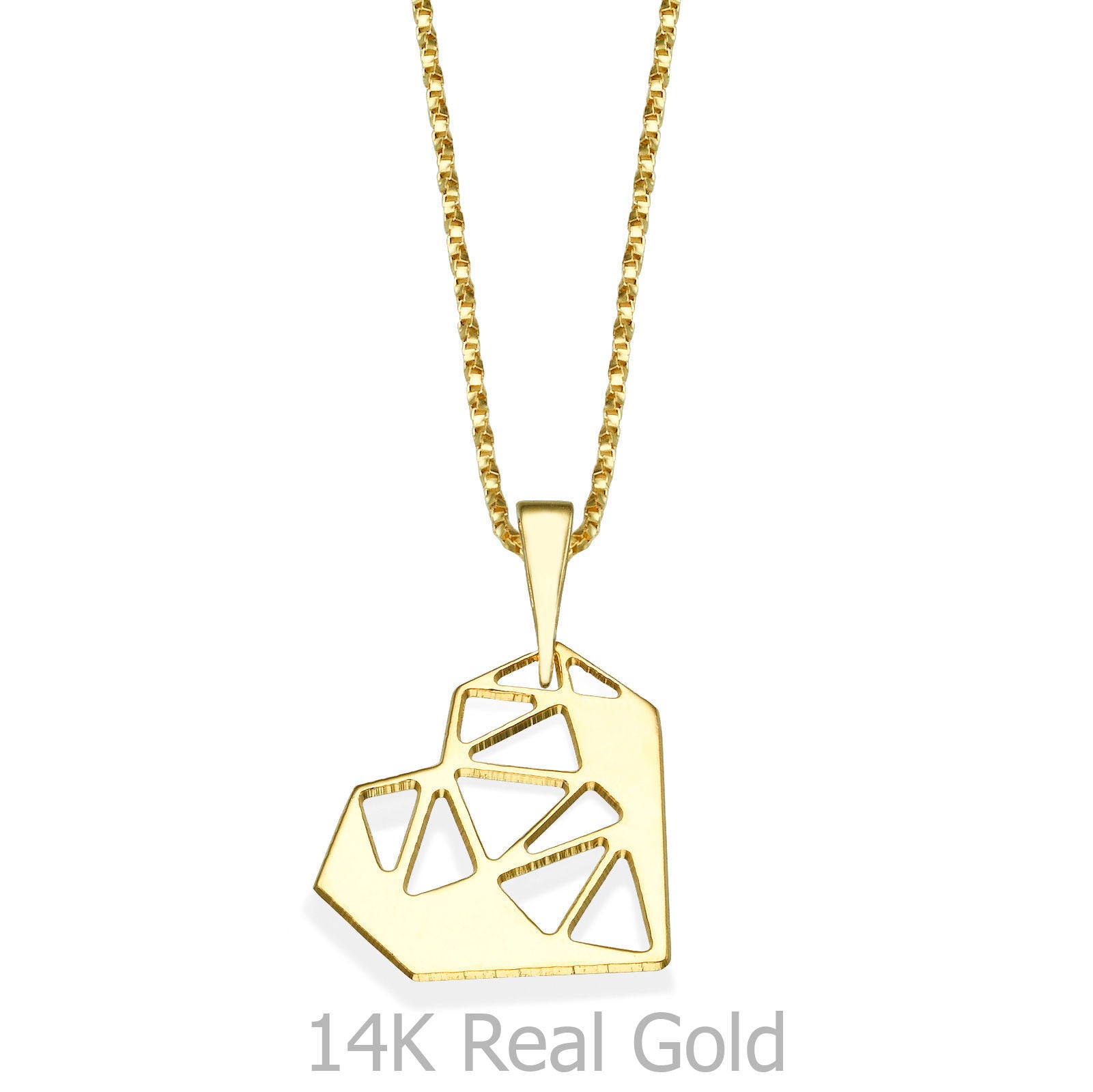 תליון ושרשרת מזהב צהוב 14 קראט - לב קונספטואלי תליון ושרשרת מזהב צהוב 14 קראט - לב קונספטואלי