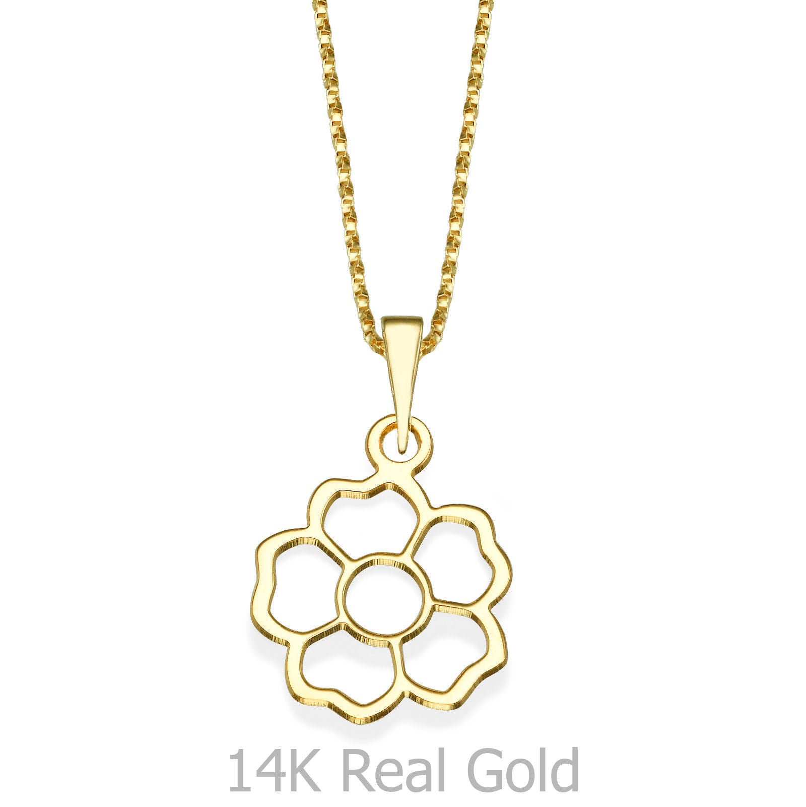 תליון ושרשרת מזהב צהוב 14 קראט - פרח מלבלב תליון ושרשרת מזהב צהוב 14 קראט - פרח מלבלב