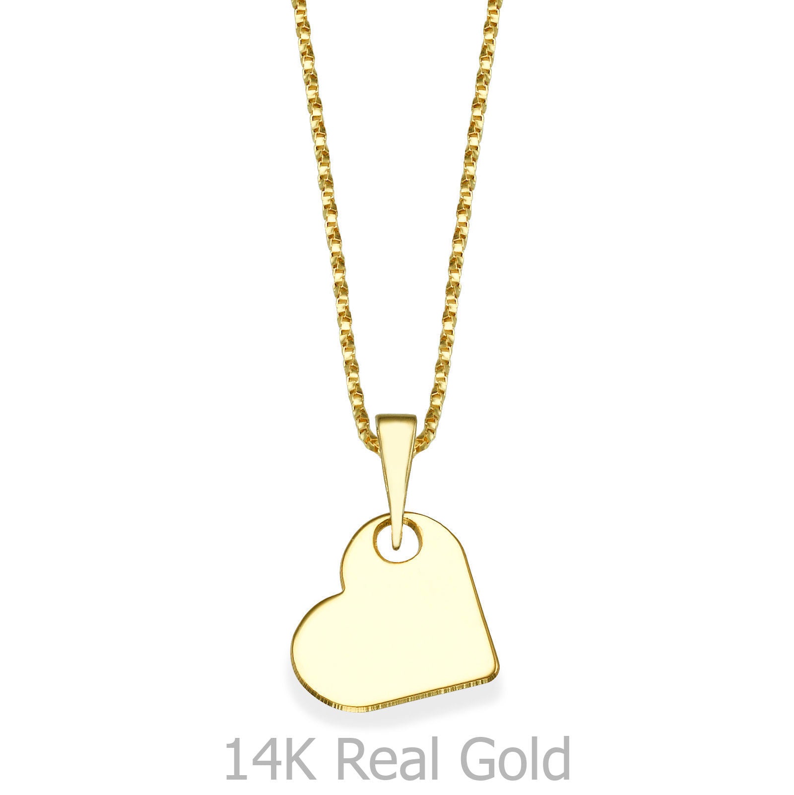 תליון ושרשרת מזהב צהוב 14 קראט - לב קלאסי תליון ושרשרת מזהב צהוב 14 קראט - לב קלאסי