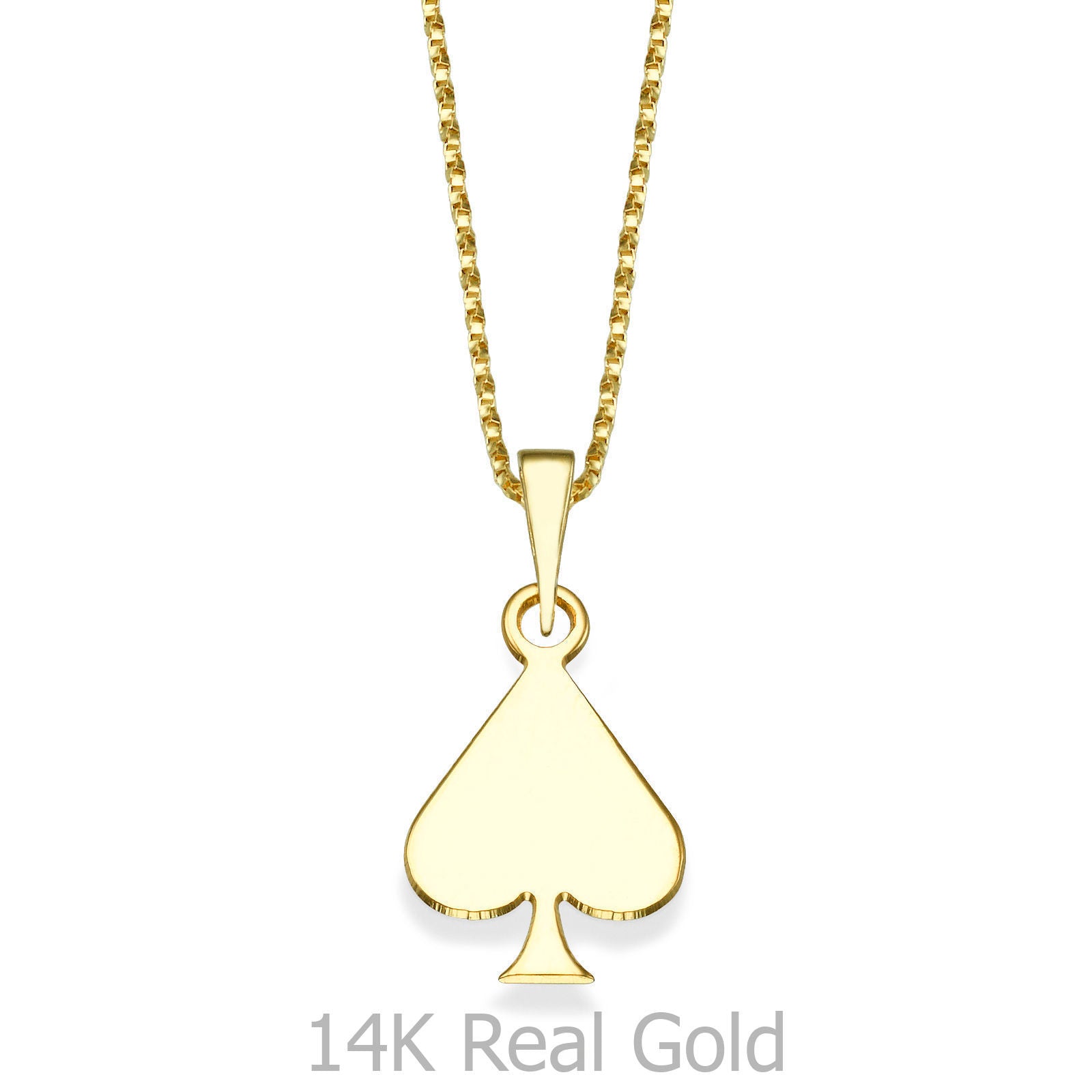 תליון ושרשרת מזהב צהוב 14 קראט - לב עלה תליון ושרשרת מזהב צהוב 14 קראט - לב עלה