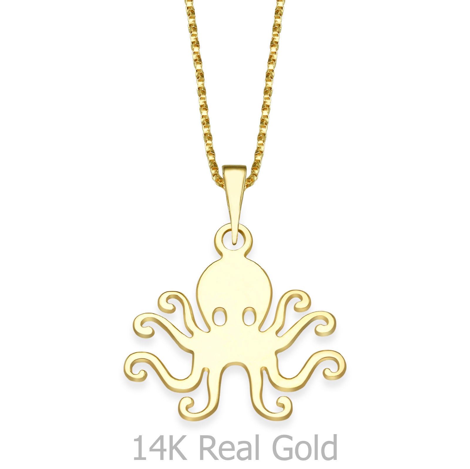 תליון ושרשרת מזהב צהוב 14 קראט - תמנון טופי תליון ושרשרת מזהב צהוב 14 קראט - תמנון טופי